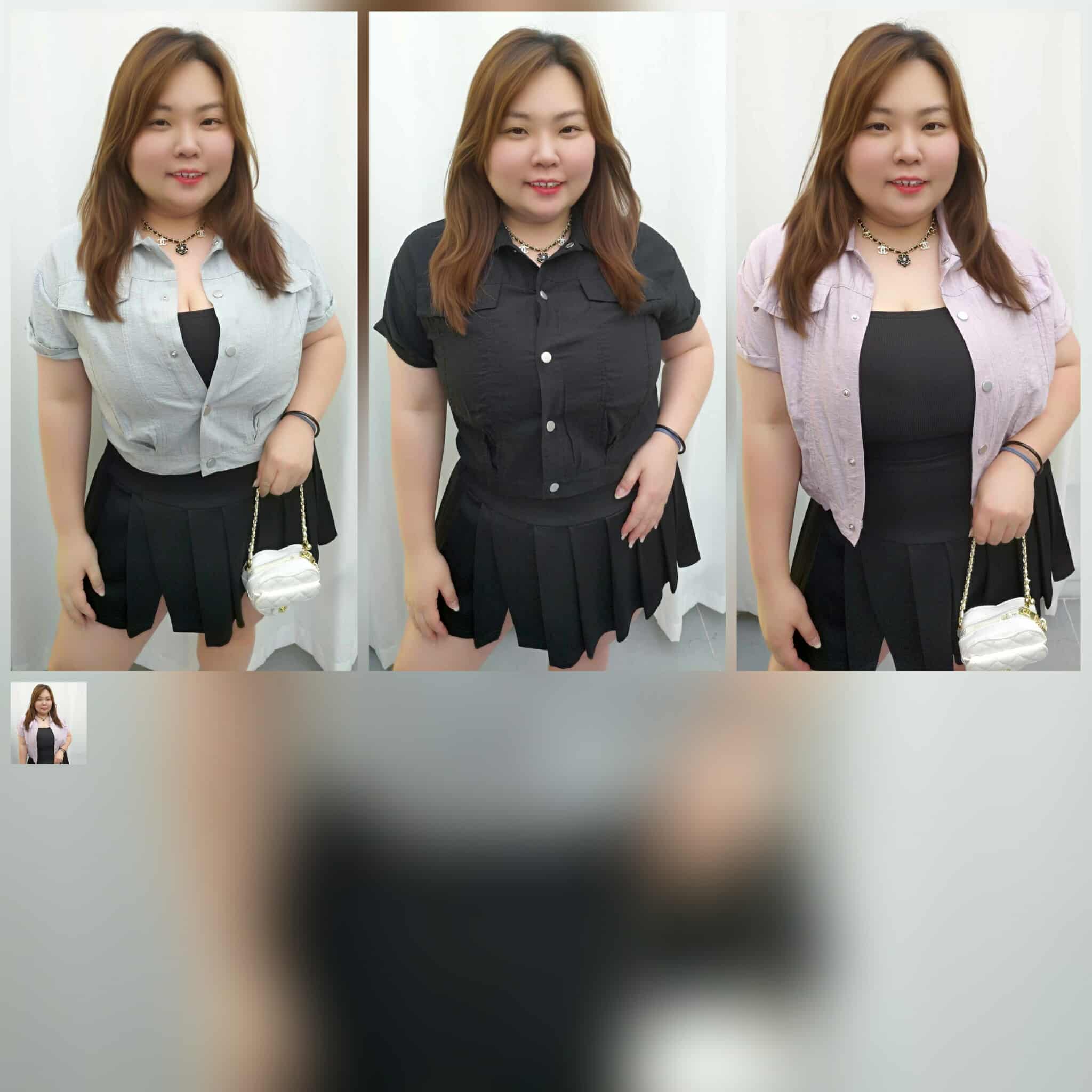 TW#8031 银钮冷感OL有领上衣