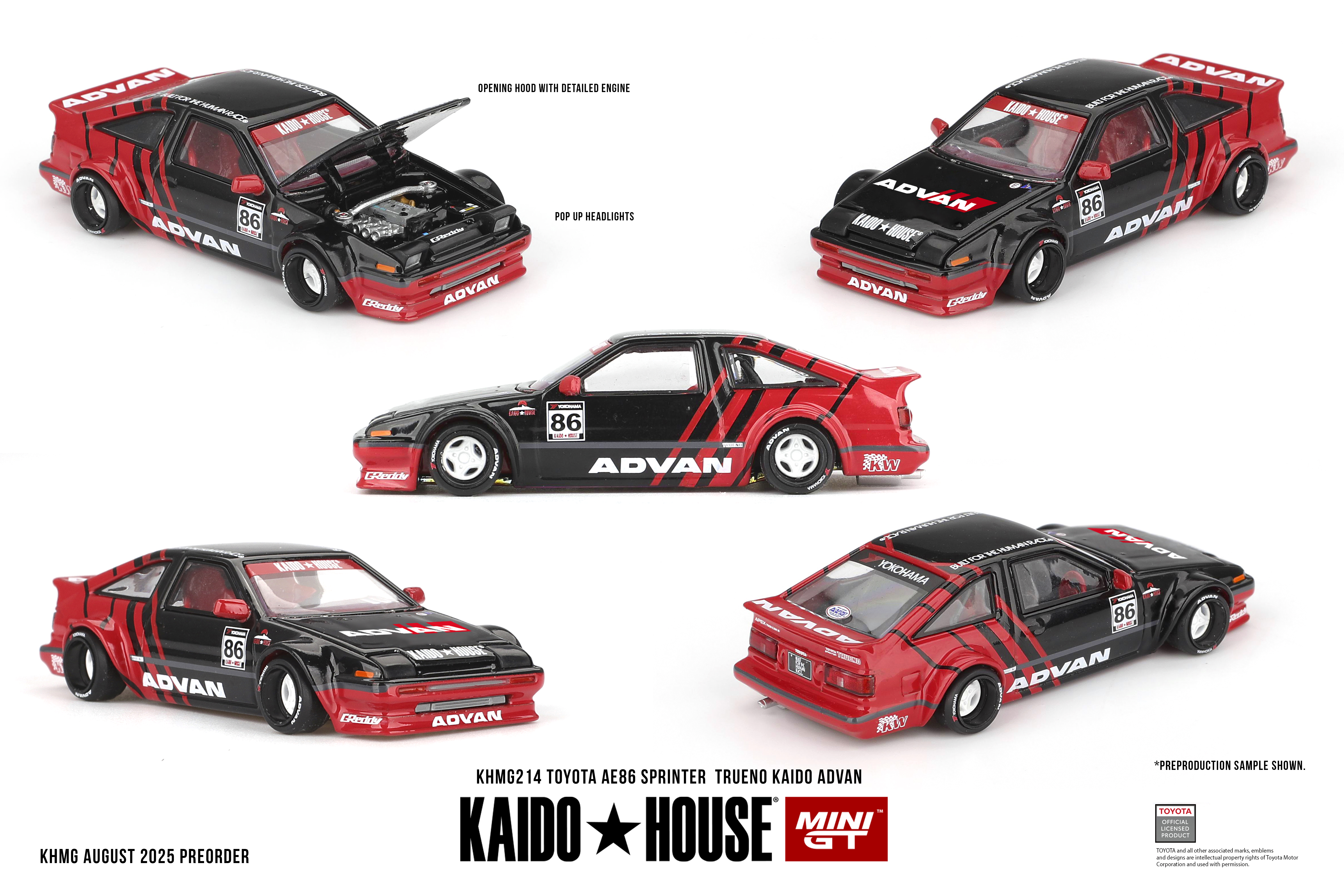 Kaido House 1/64 Toyota AE86 Sprinter Trueno Kaido ADVAN - KHMG214
