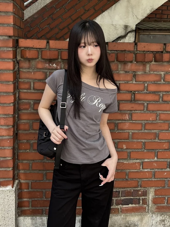 Script Wide Neck Graphic Tee