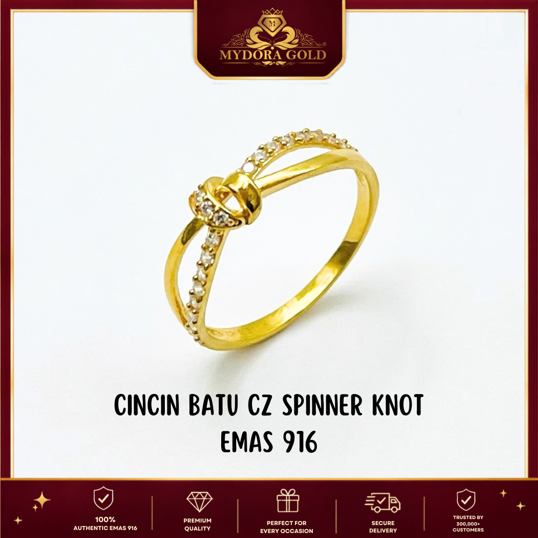 MYDORA Cincin Batu CZ Spinner Knot l EMAS 916/22K