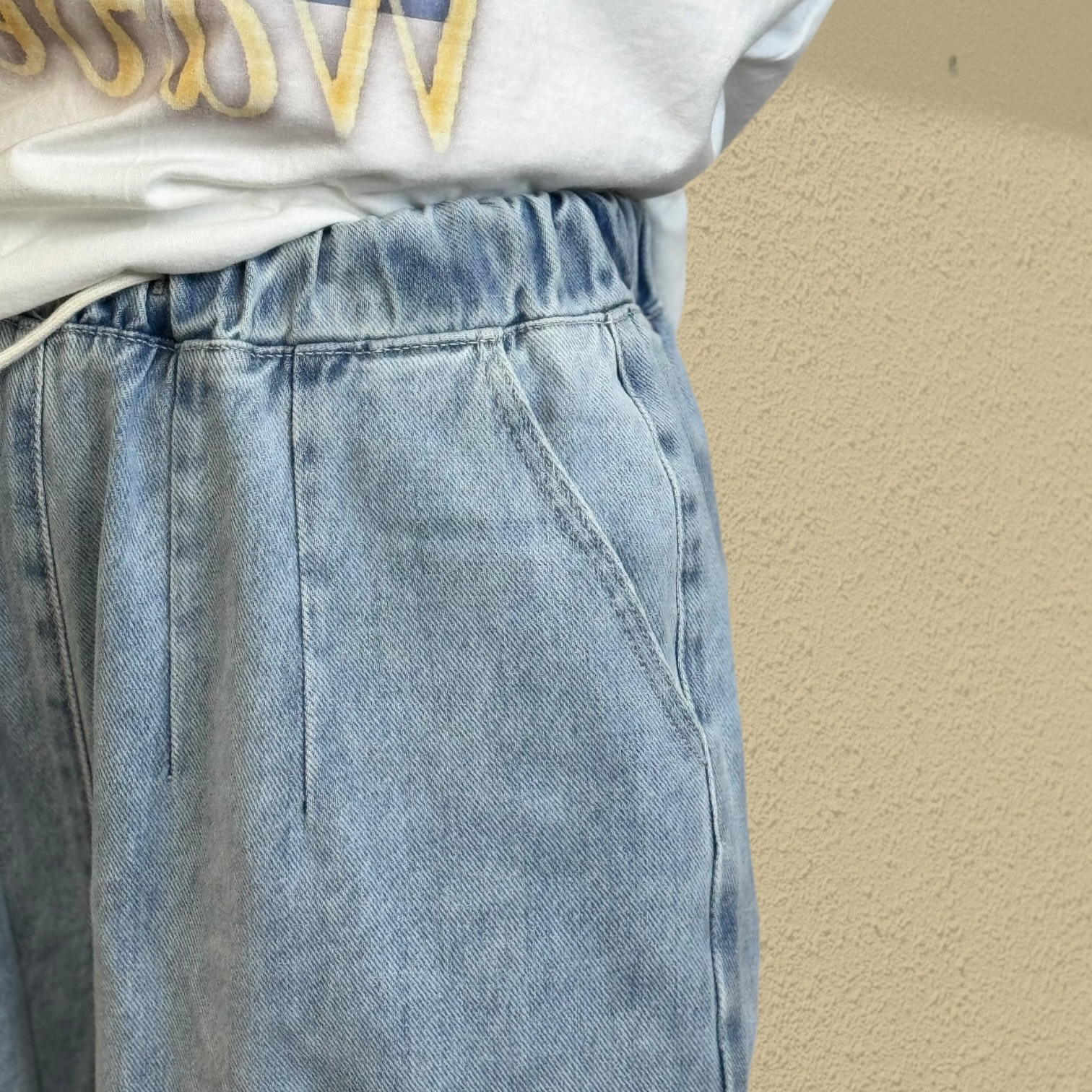 221183 全橡筋腰洗水牛仔褲