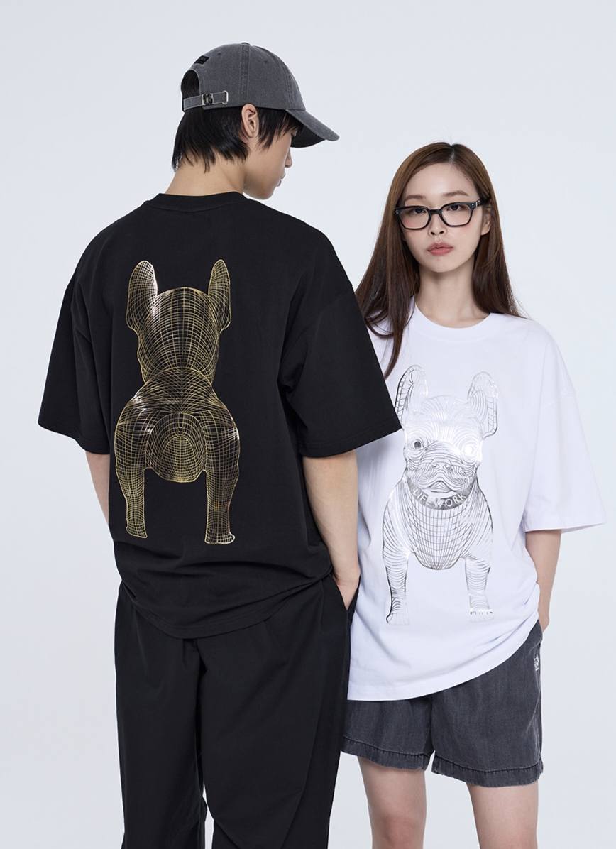 LW13 LIFEWORK: Gold Silver Dog Short Sleeve T-Shirt (Unisex)