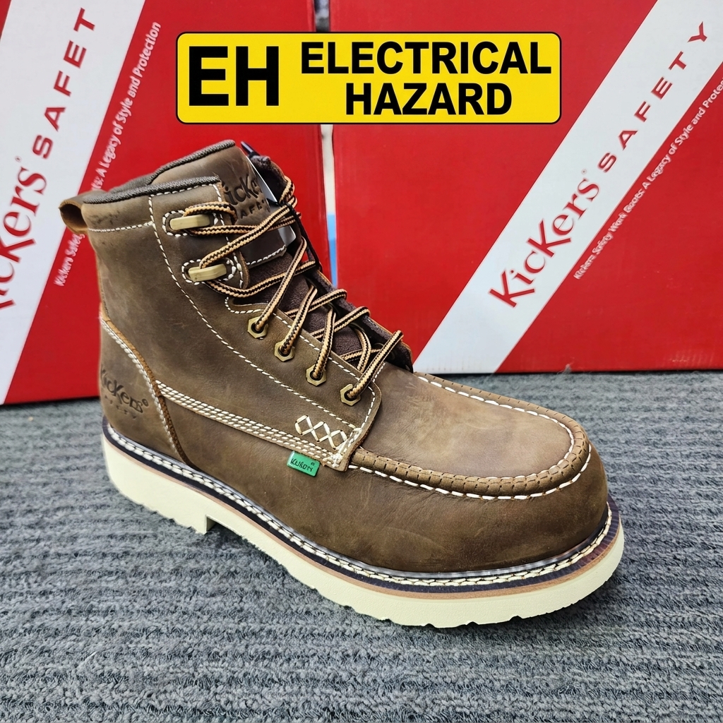 KicKers safety Shoes 2840 Mid Cut Lace up Goodyear Welt Brown Heavy Duty