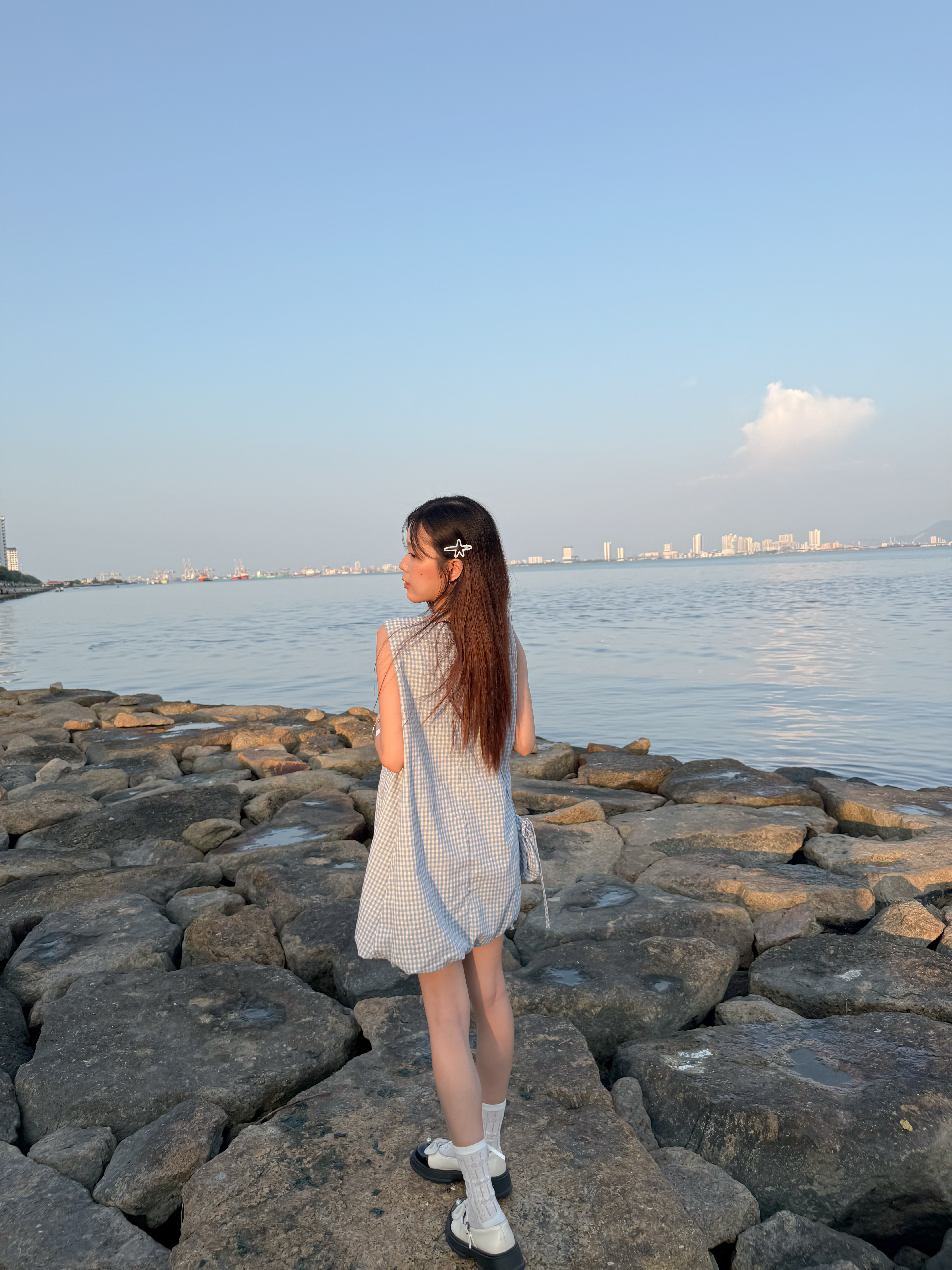 韩系减龄无袖背心花苞连身裙 R3018