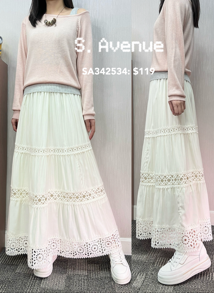 SA342534: 靚料靚cut橡筋腰拼lace長裙