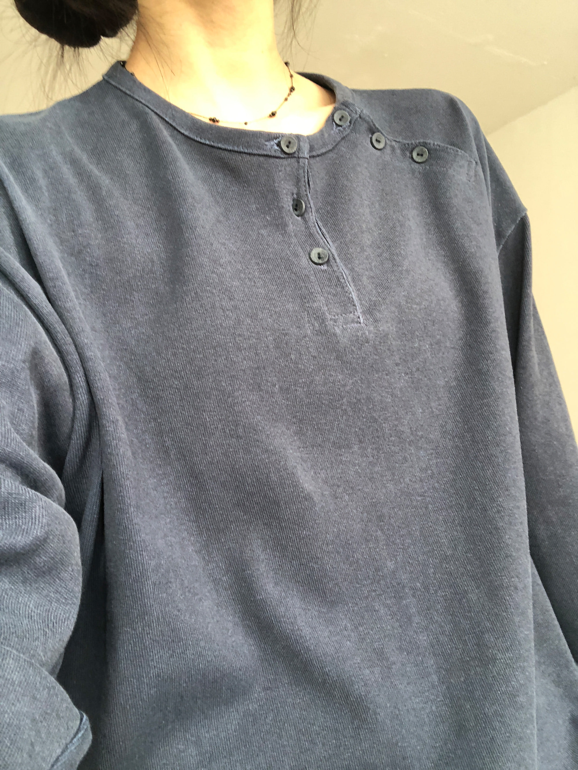 Asymmetric Button Long Sleeve