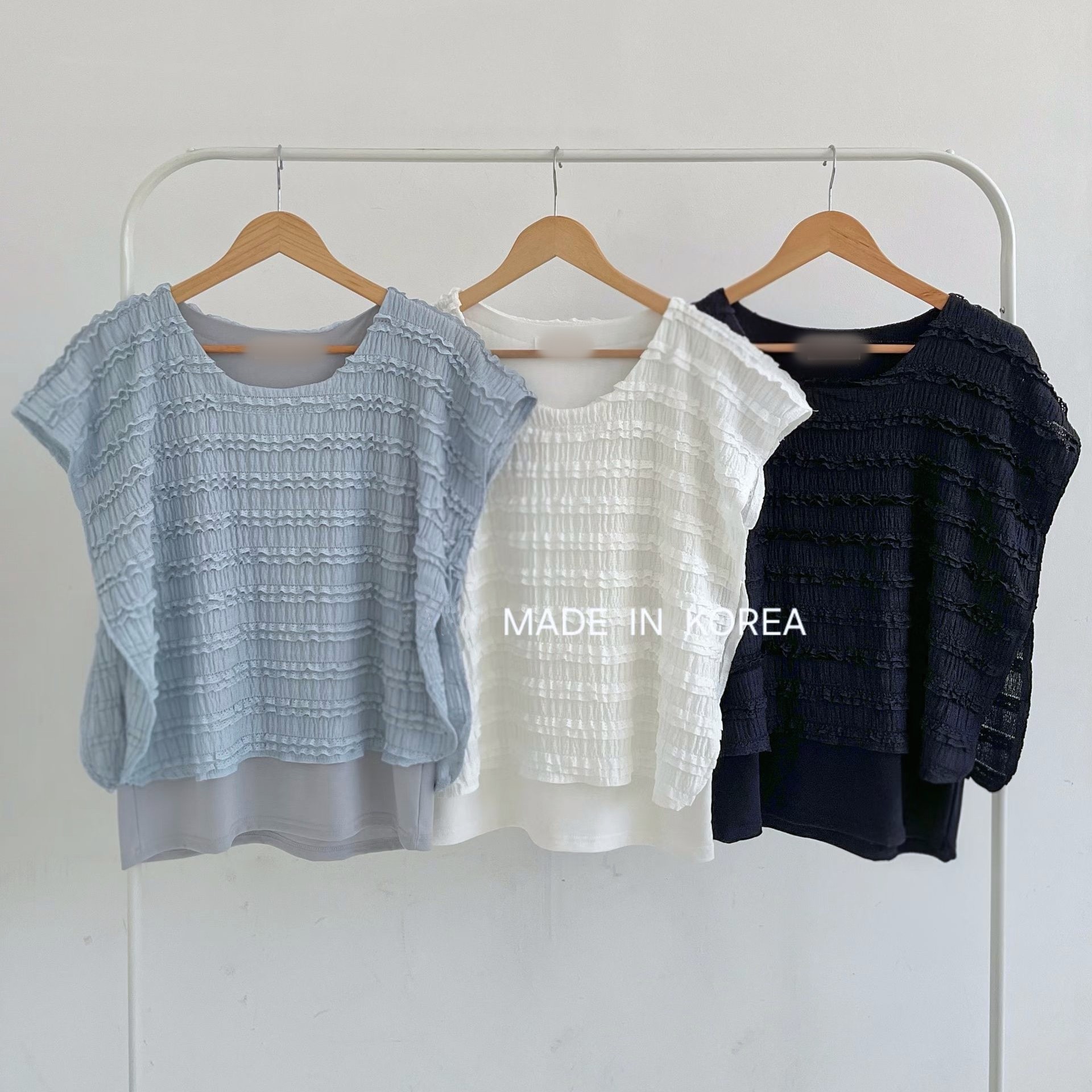 G6280 韓國🇰🇷壓紋假兩件top