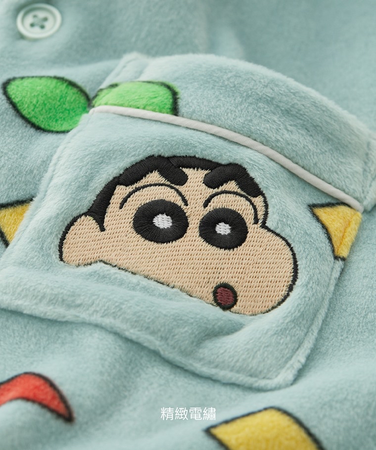 💚代購 台灣直送💚正版授權 蠟筆小新滿印絲絨長袖家居服上下套裝