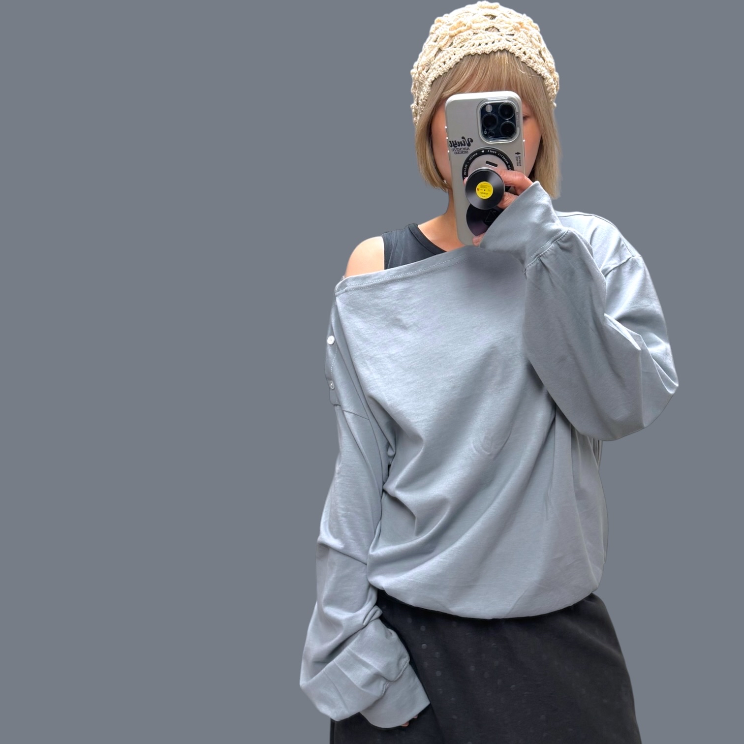 221540 斜膊有鈕長袖Tee