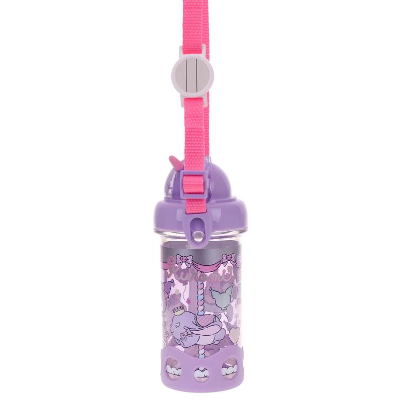 Kuromi 450ml BPA & BPS Free Water Bottle w/ Straw & Neck Strap 膠水樽連飲管及頸繩