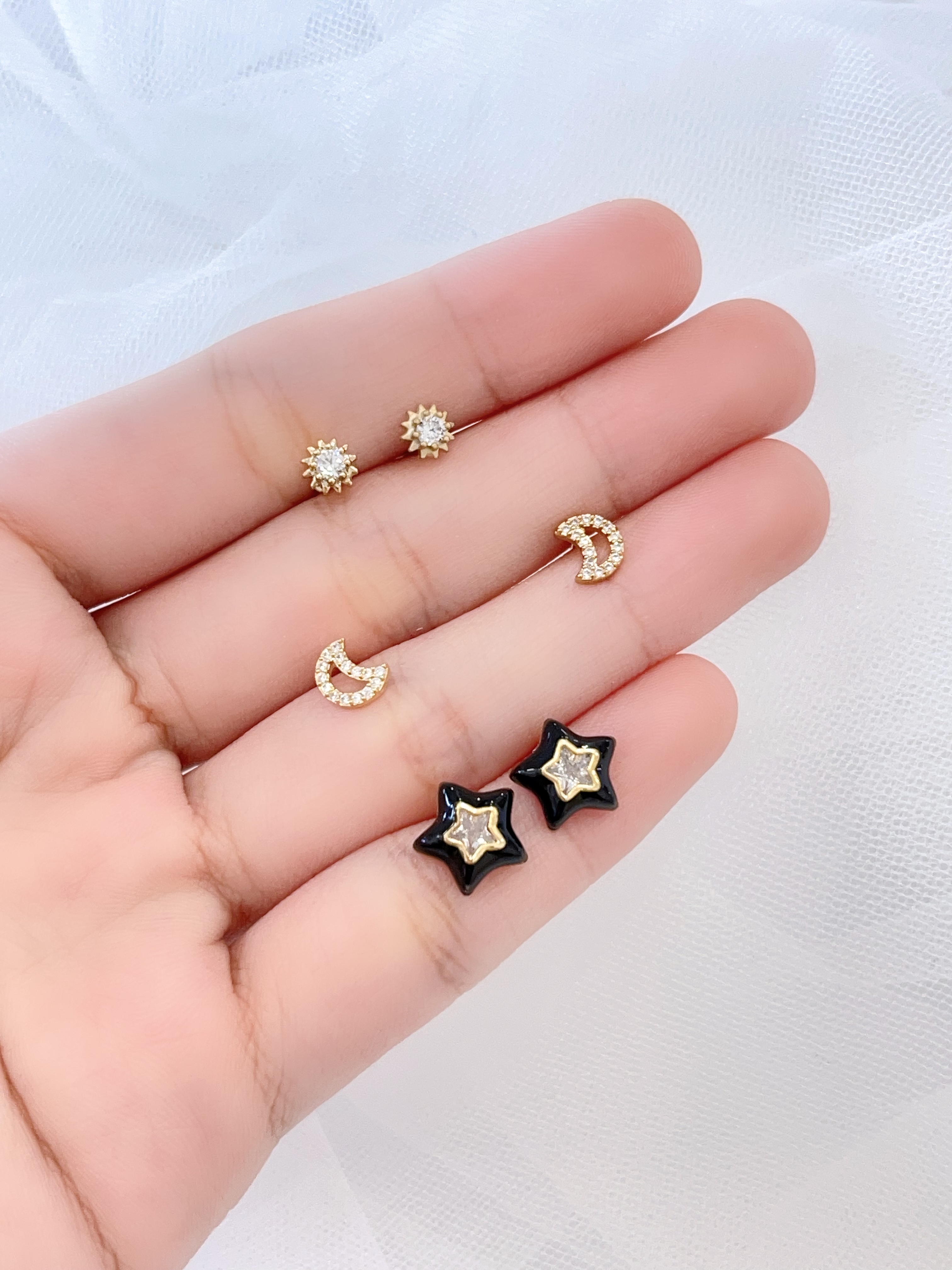 甜酷星月耳环套装⭐🌙