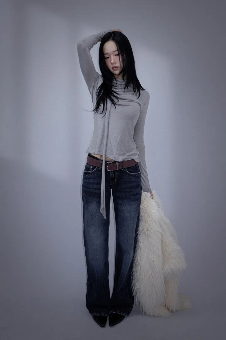 Cotton Tie-neck Long Sleeve