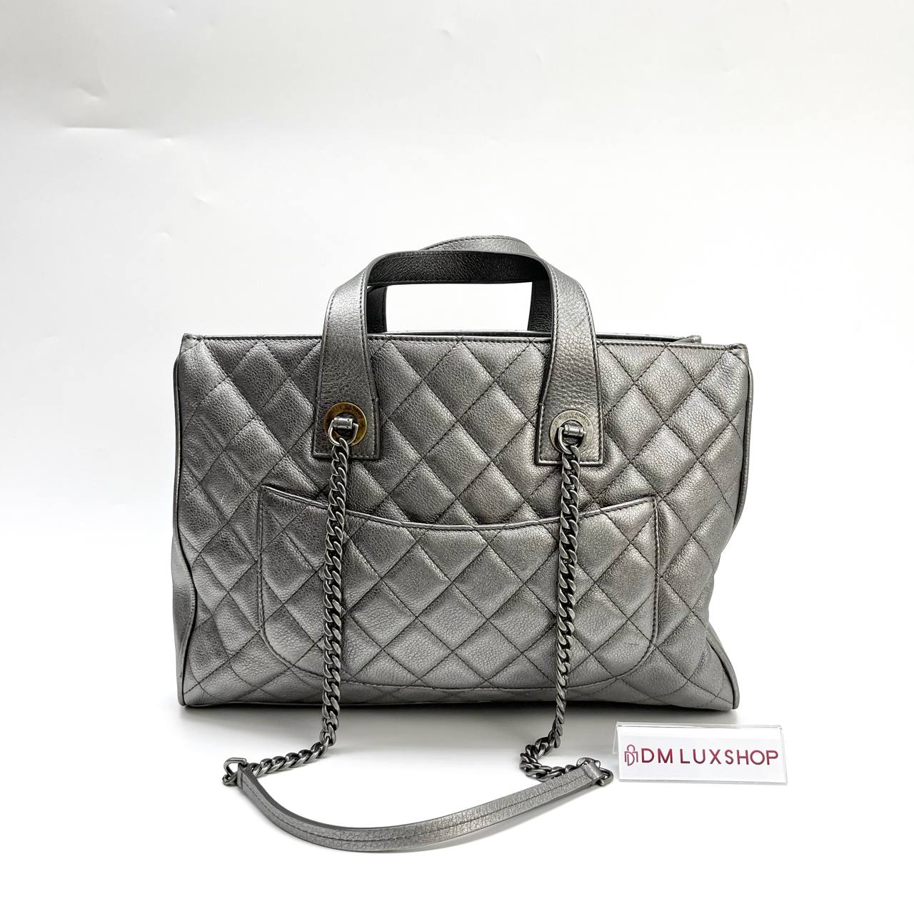 Chanel Metallic Silver Front Pocket Tote Bag (Serial 23, Year 2017)