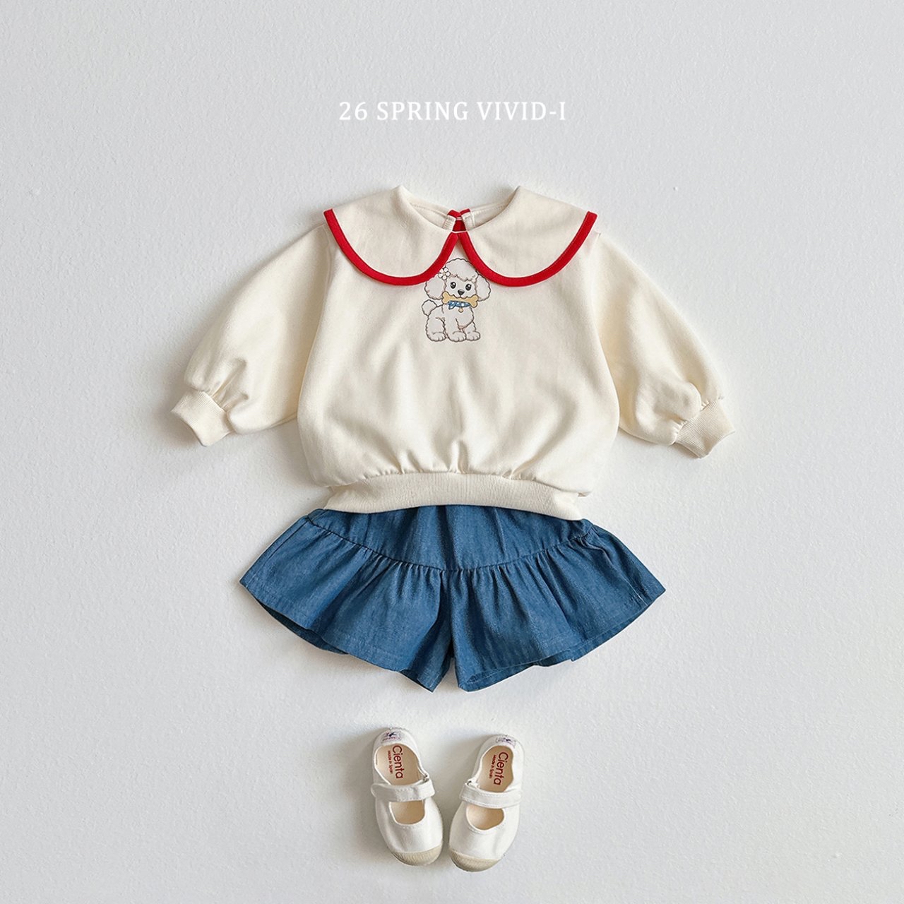 🌸預訂 韓國直送🌸🇰🇷VIVIDI兩色小狗印花翻領寬鬆衛衣