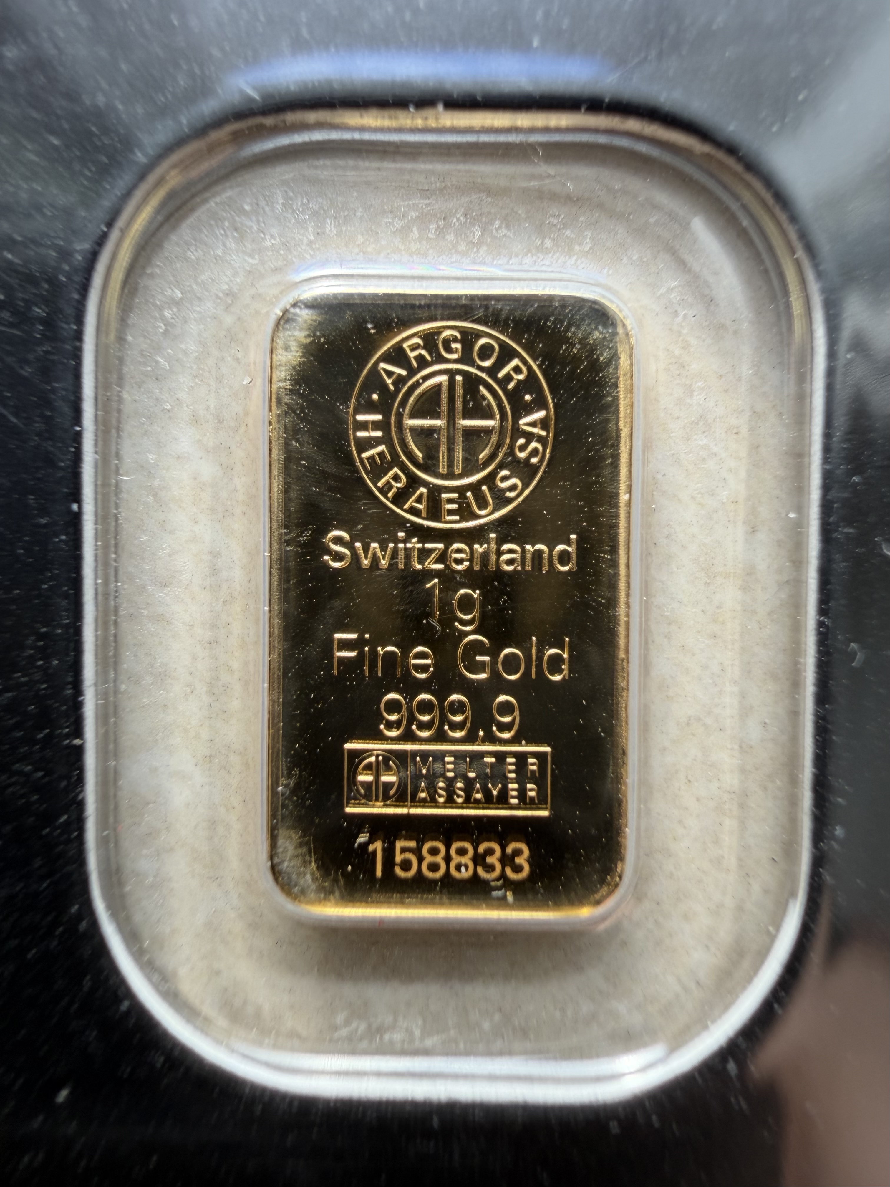 (SN:158833) ARGOR Kinebar 1g 🇨🇭Swiss Fine Gold Bar Emas 999.9 镭射金