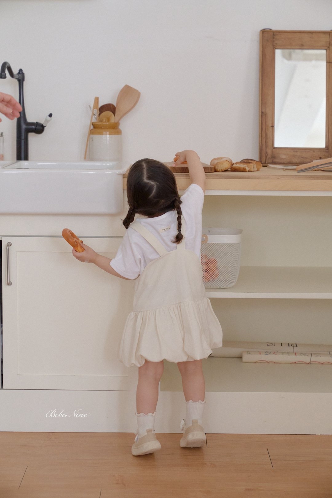 ☀️預訂 韓國直送☀️🇰🇷Bebenine三色泡泡下擺口袋純棉吊帶連身裙