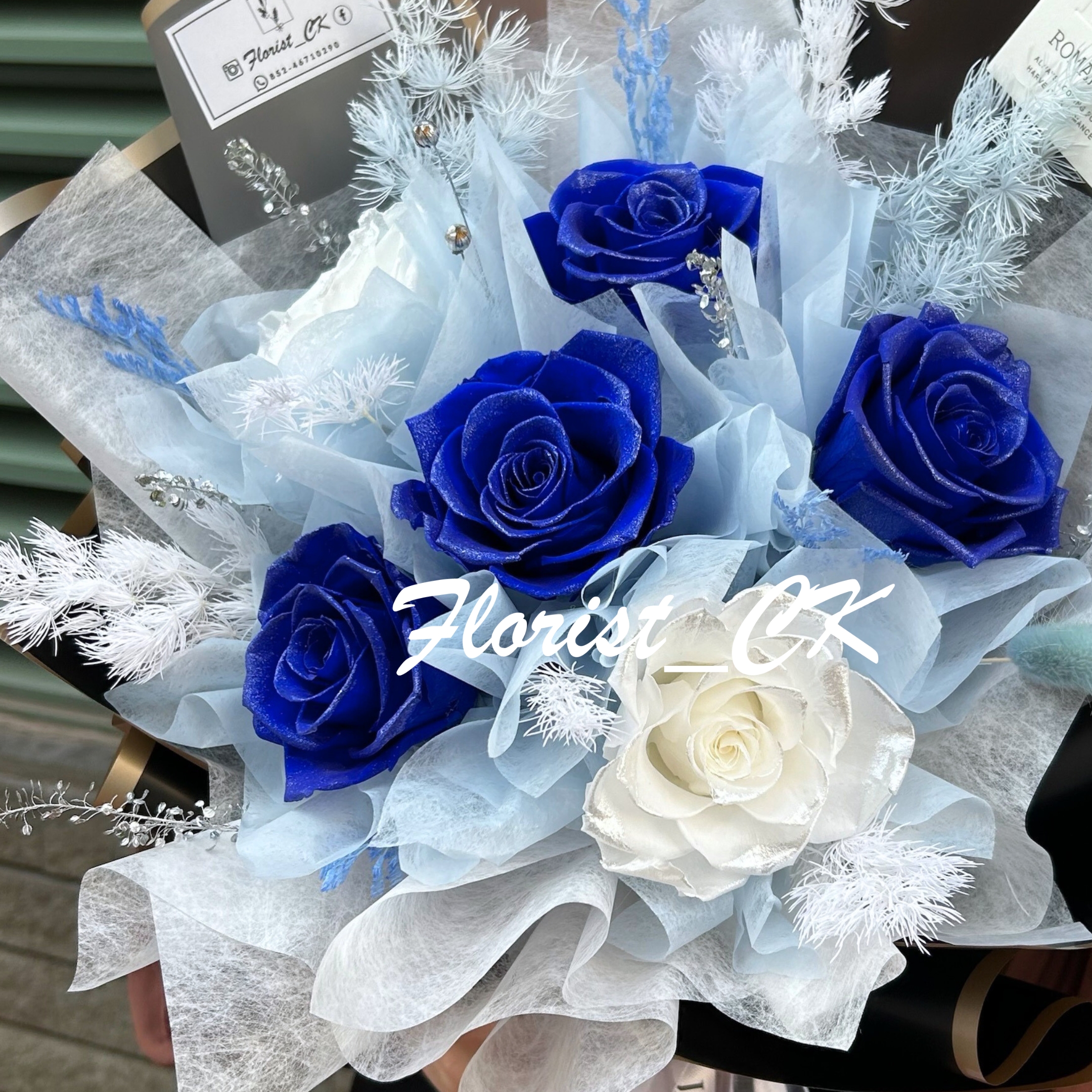 【2026 情人節推介】Bleu Perle｜永生玫瑰花束  (3 朵 / 6 朵 / 9 朵 / 12 朵； 預訂款)