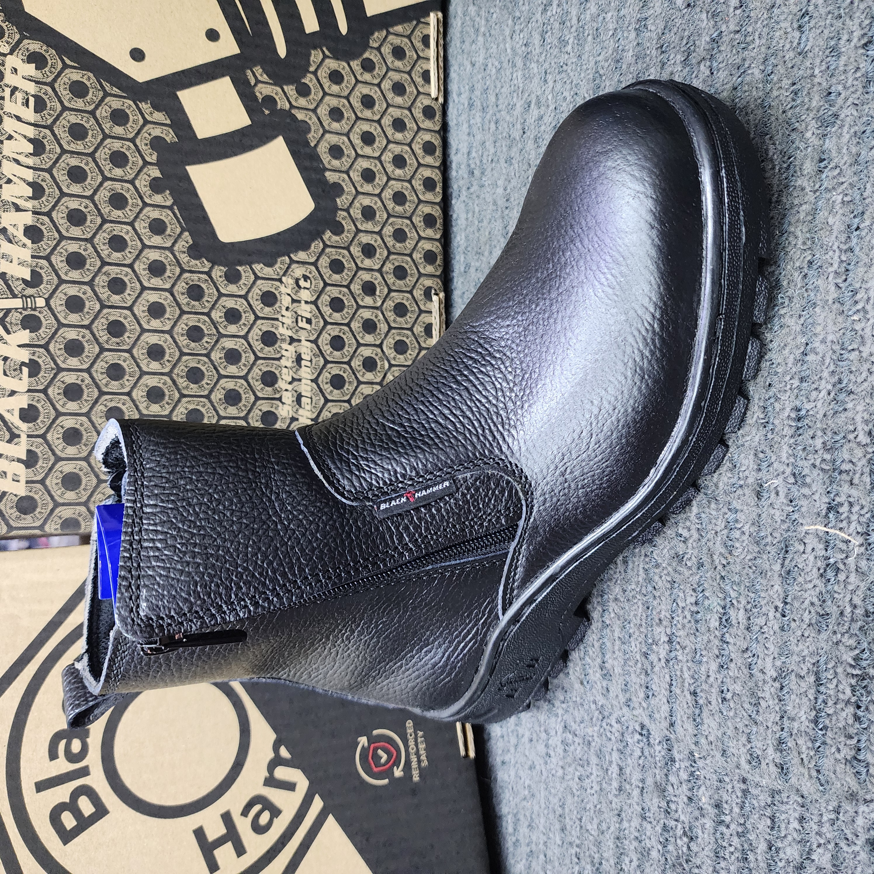 Black Hammer 2000 Series Mid cut Zip on Safety Shoes BH 2333 SIRIM DOSH Kasut Keselamatan