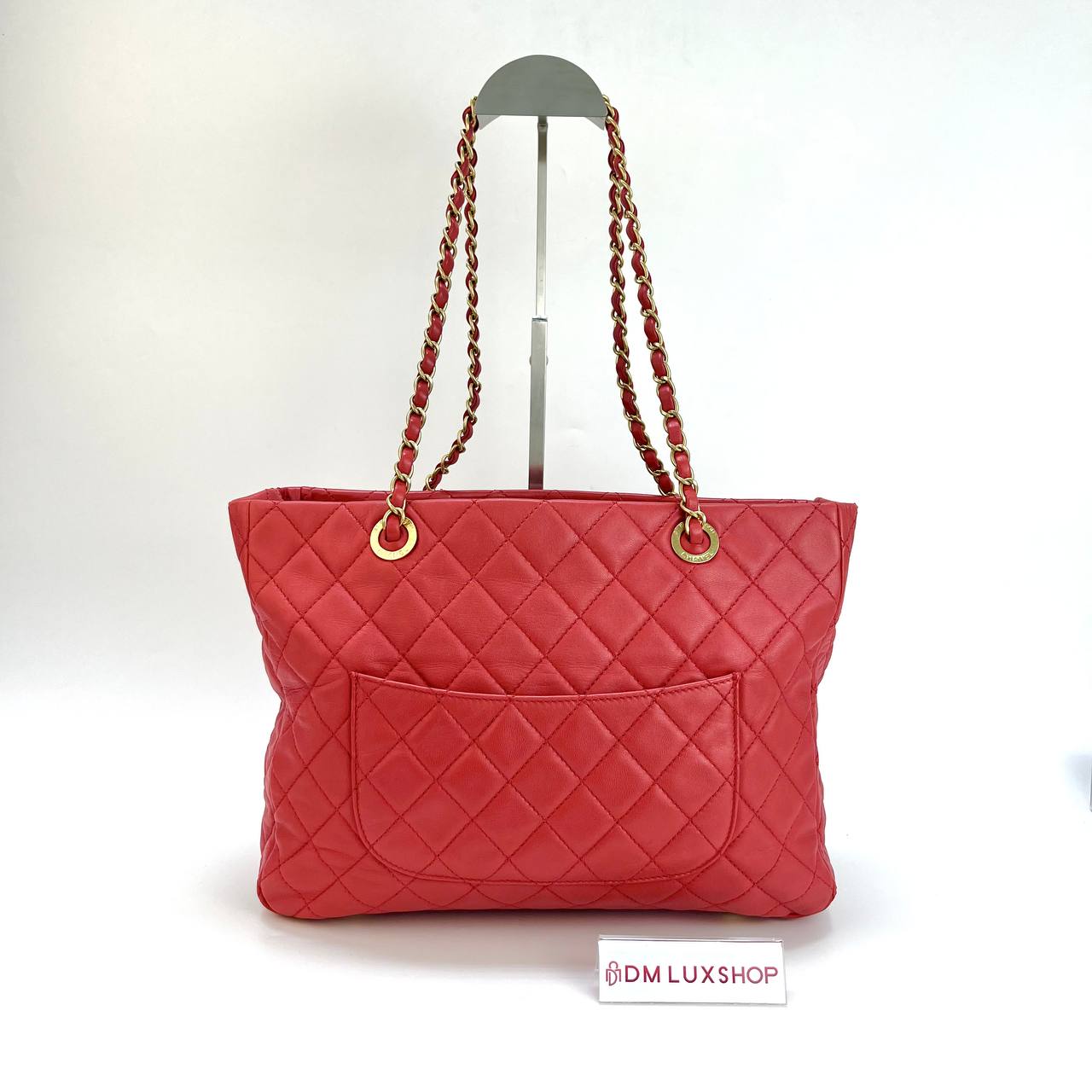 Chanel Red Matelasse Lambskin Shopping Tote GHW (Serial 18)