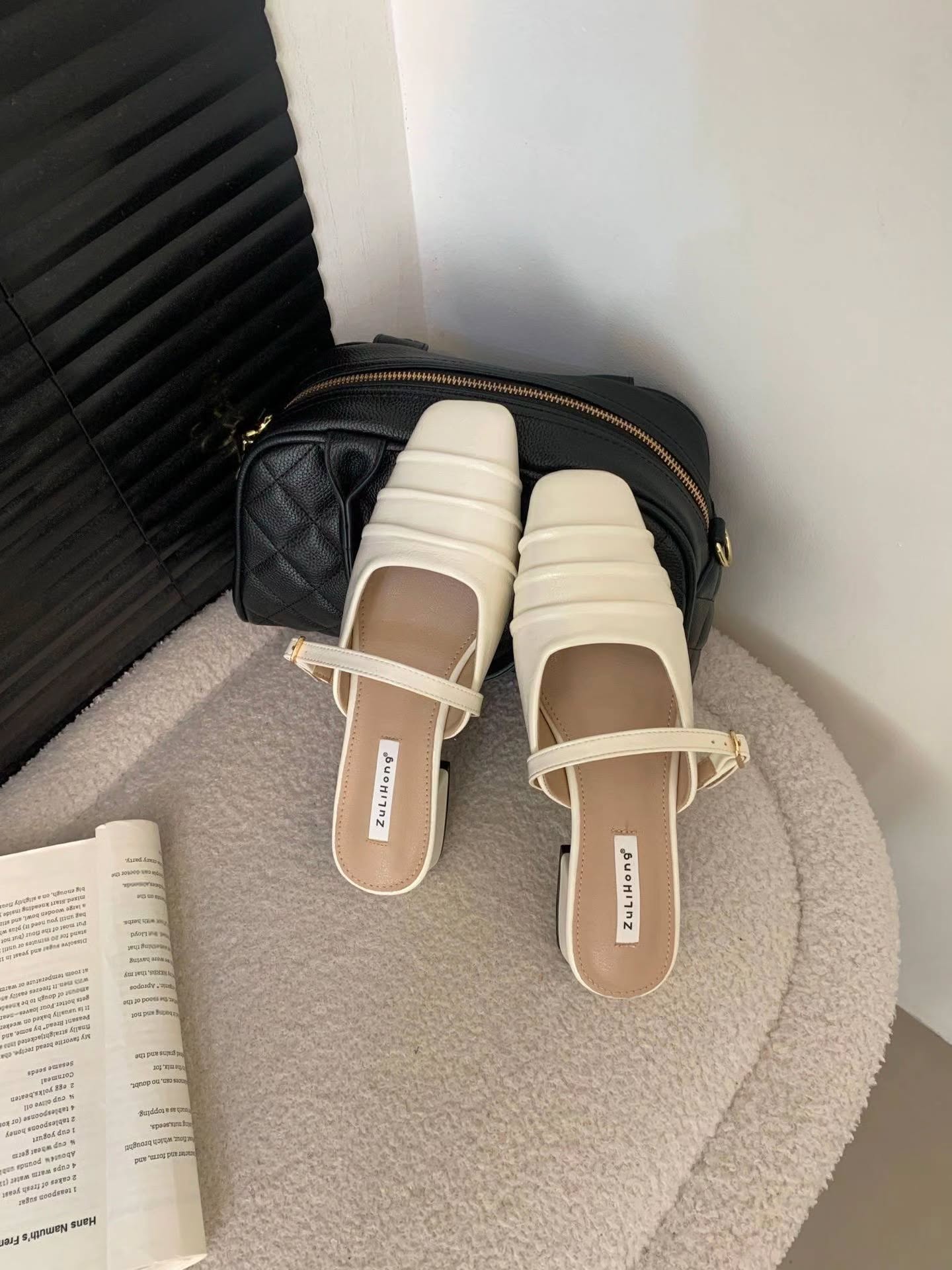 520-11 复古压褶玛丽珍半拖鞋 🇨🇳