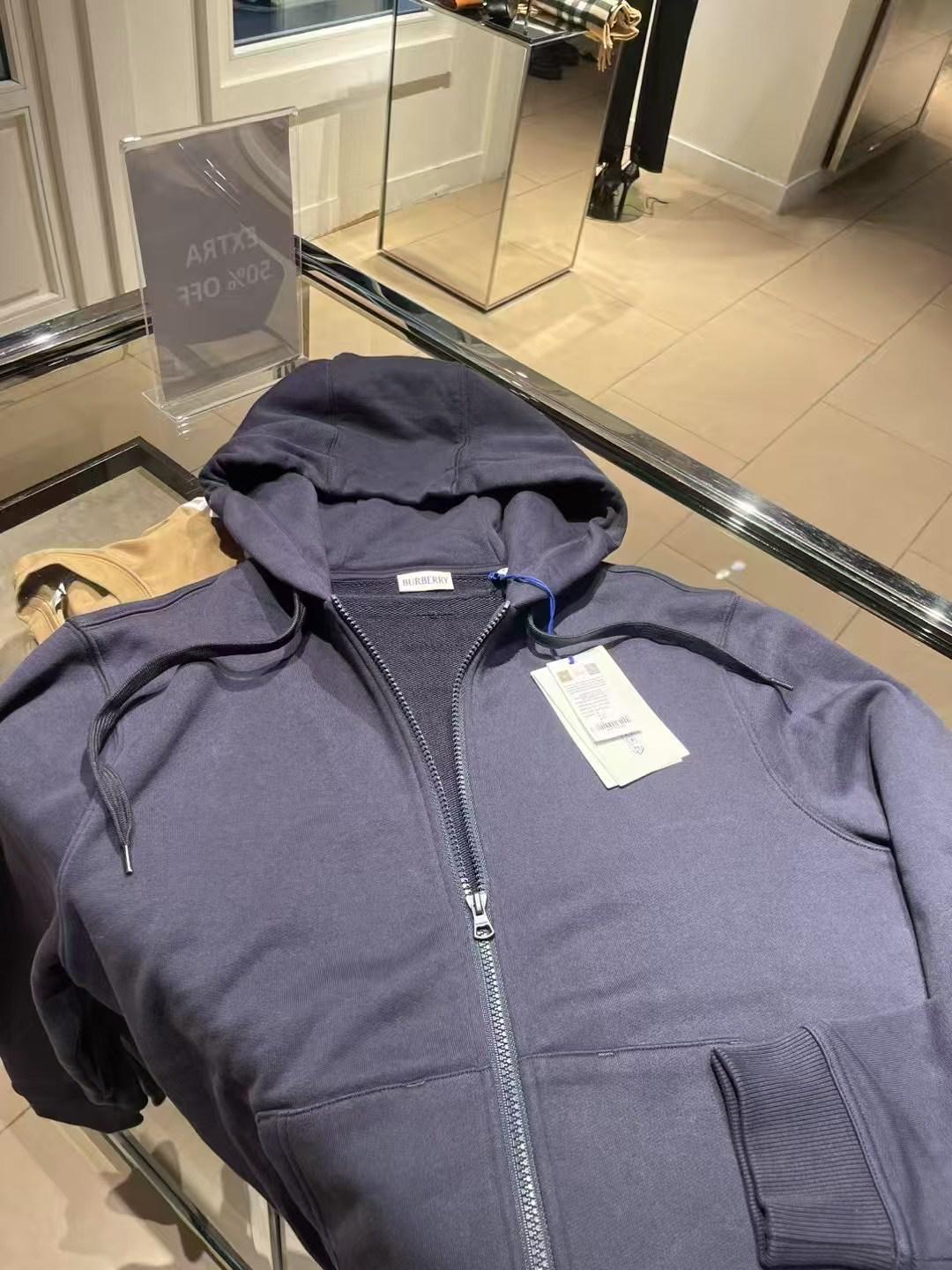 預購 Burberry🌈🌈折扣款 女士連帽拉鍊衛衣 深藍色 Sale