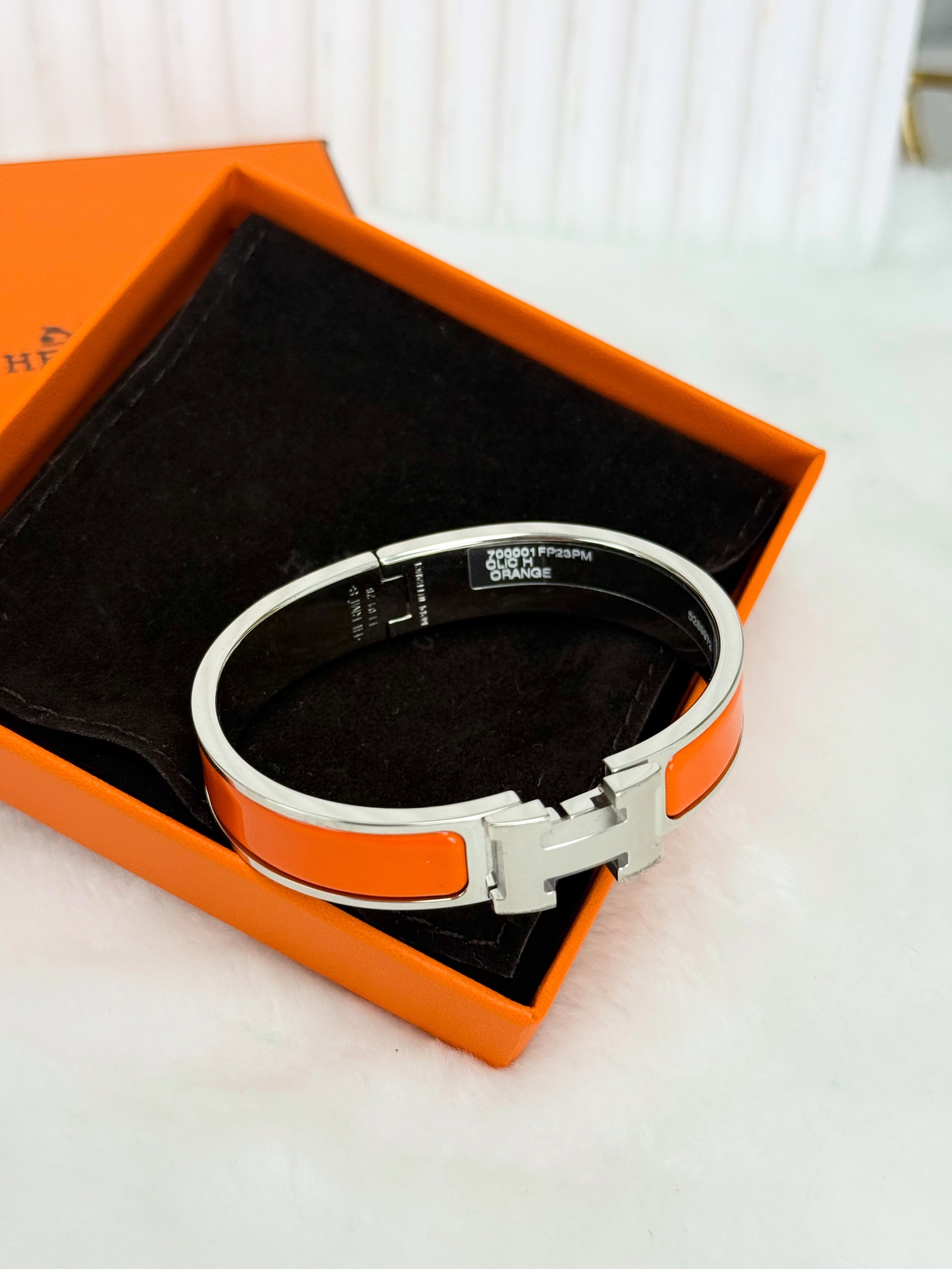 Hermes 💥未使用品❣️銀色橙色H手鈪 有盒有塵袋🧡 