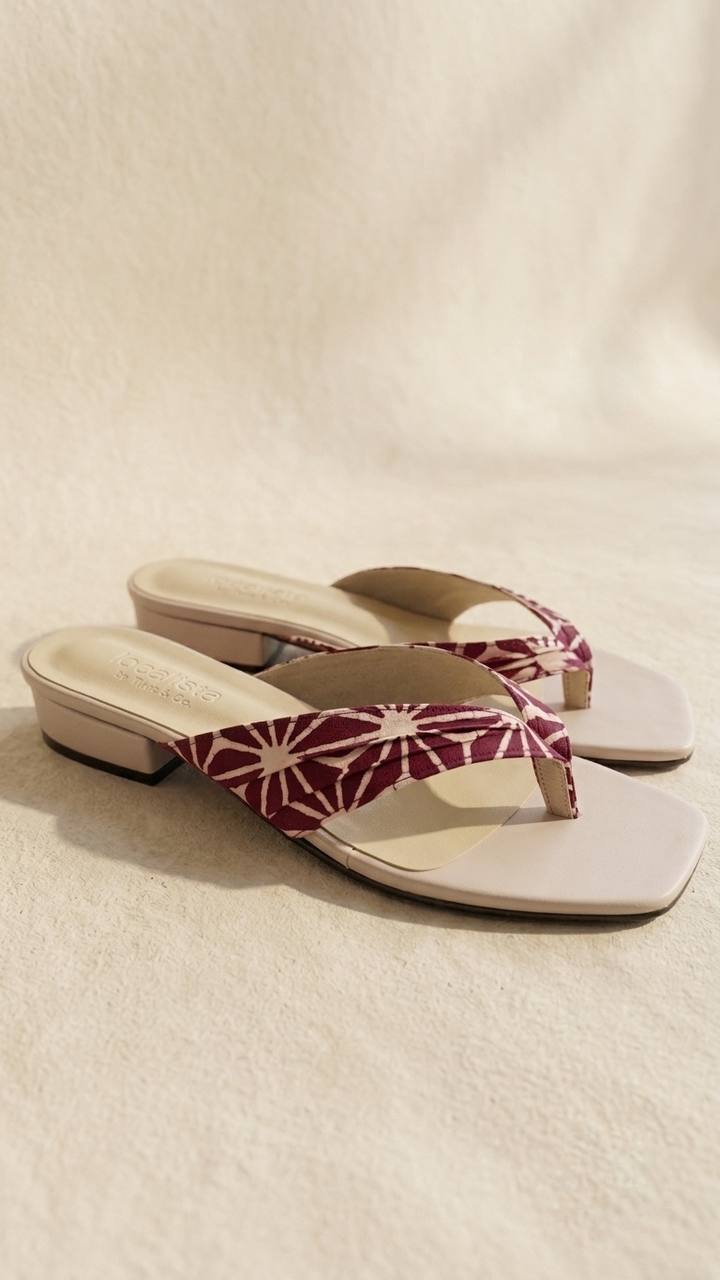 1122 - Batik Sandals (Maroon) 