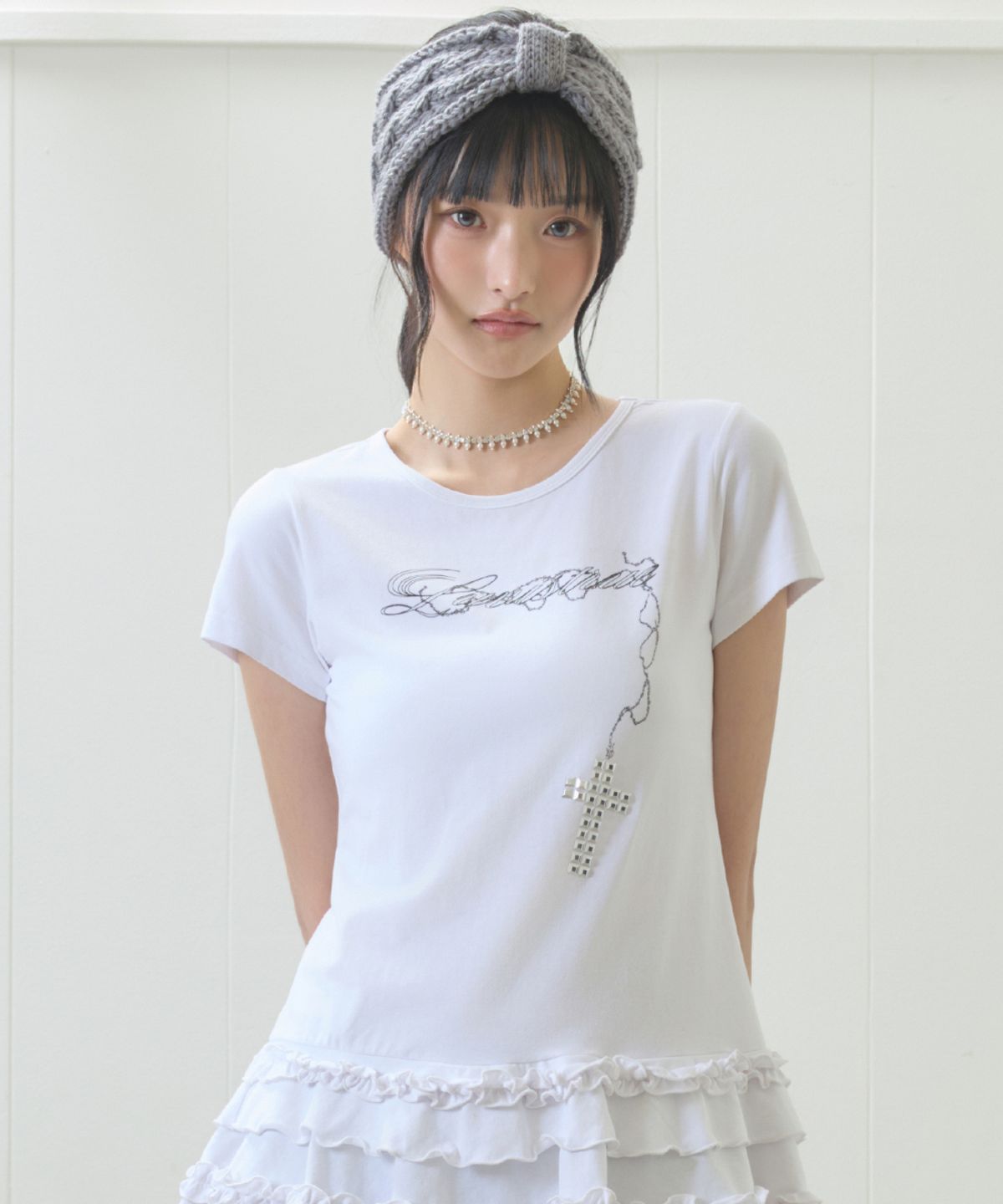 🇰🇷訂購｜LUV IS TRUE 26SS｜EL CROSS FRILL TEE 2色 