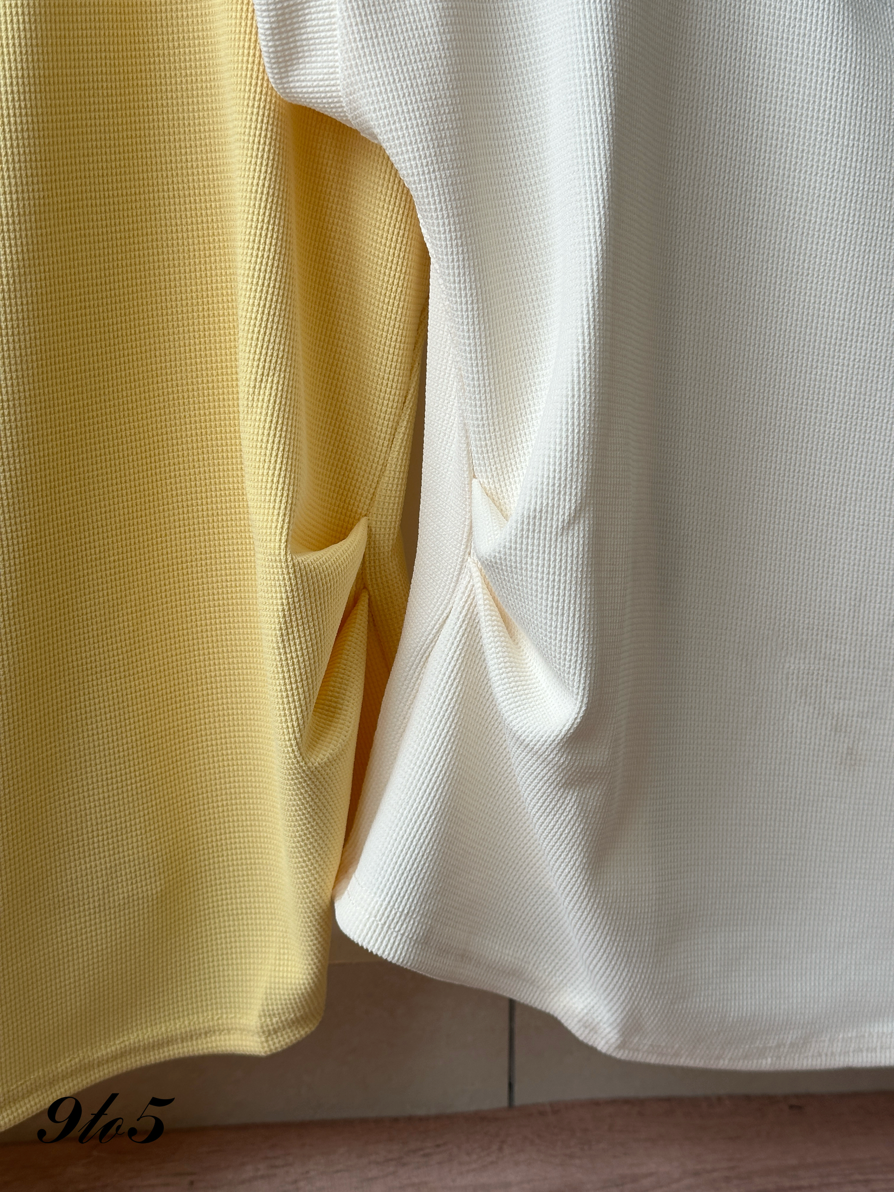 T4416 Fake Two-Pieces Ruched Knit Top - 3 Colors 
