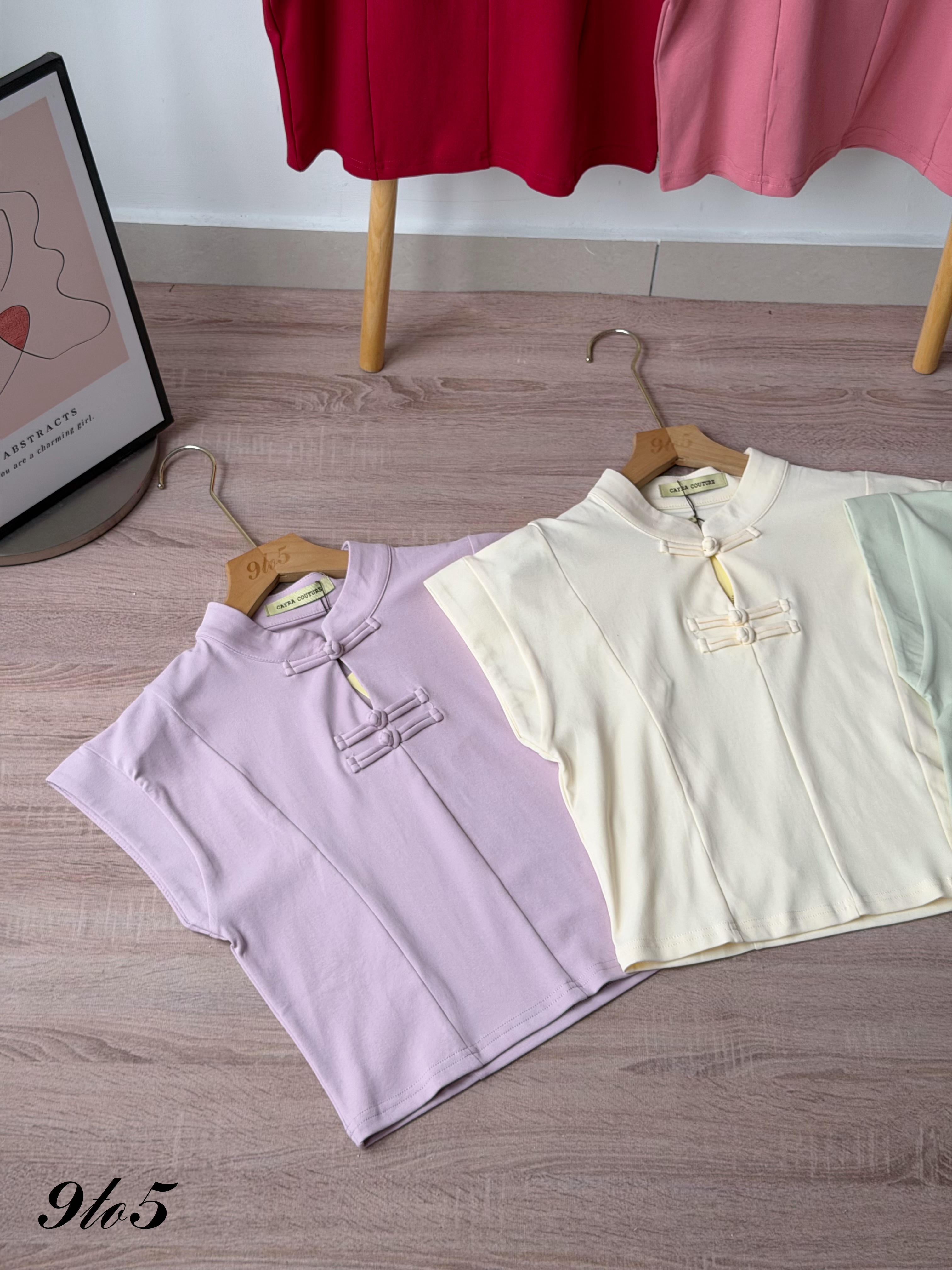 T4486 Cape Sleeve Candy Cheongsam Top - 5 Colors 