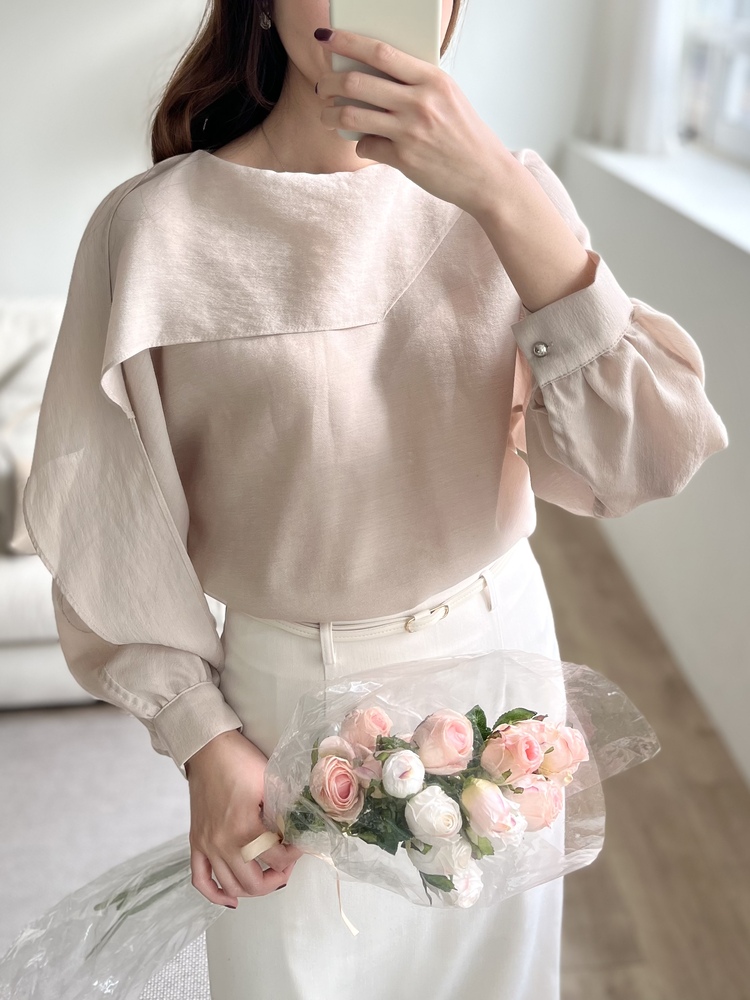 Scarf-Tie Elegance Blouse (Dusty Pink)