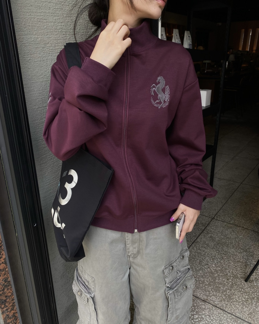 Graphic High-Neck Zip-Up