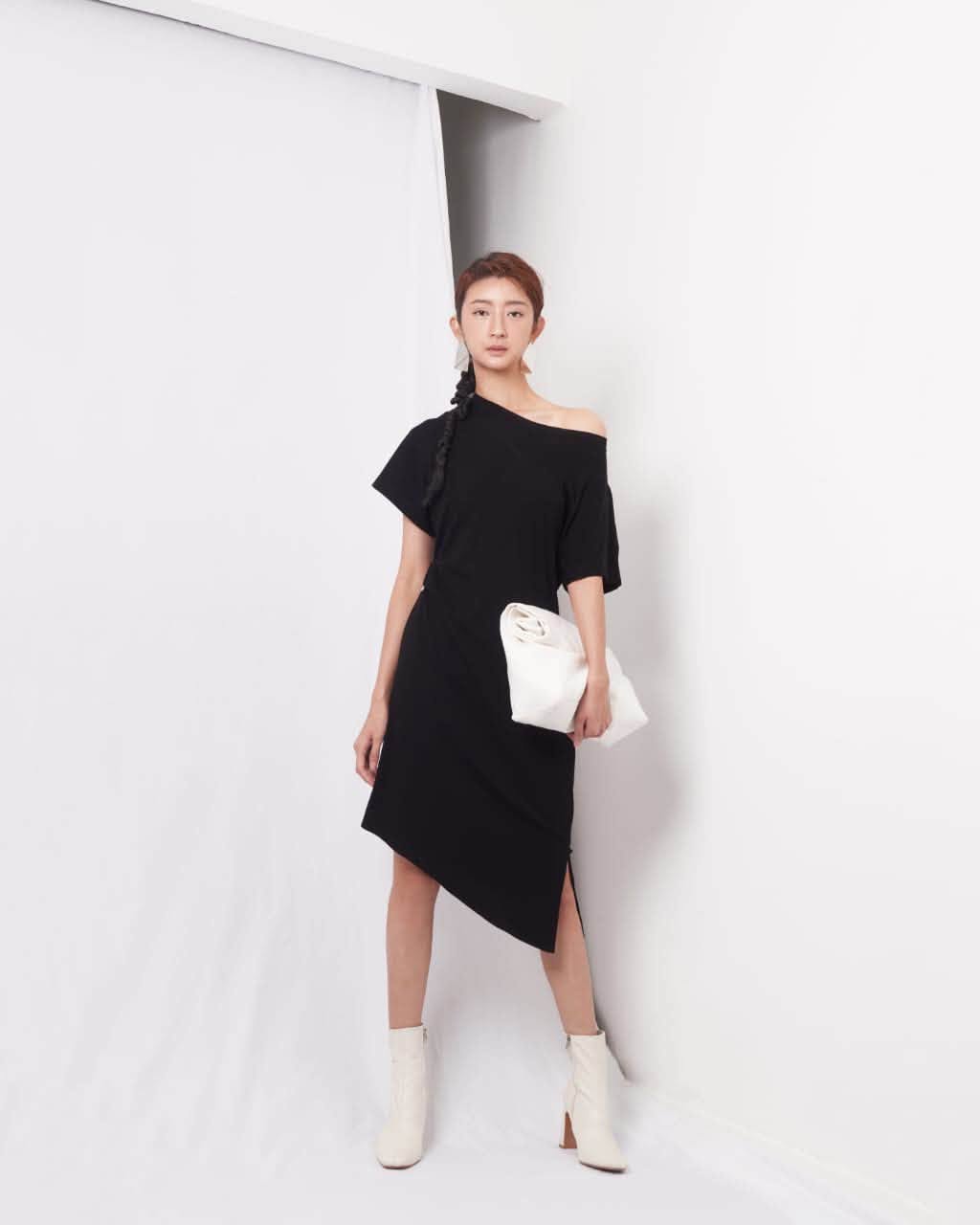 VIL-SD886021 ASYMMETRIC SOFT COTTON DRESS