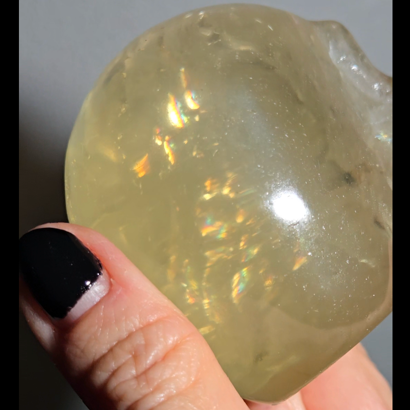Citrine skull with rainbows and star flash asterism - C66