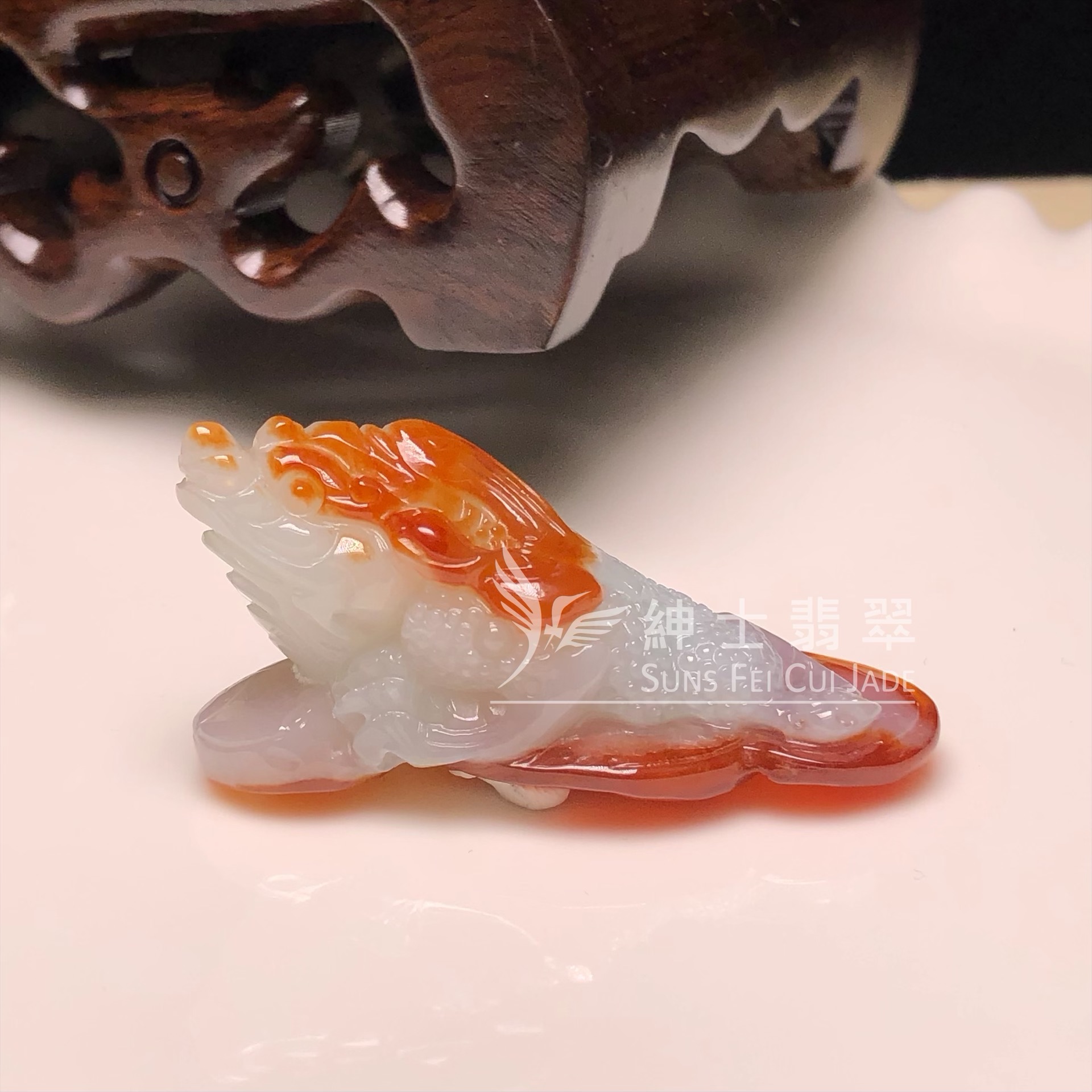 B08604 冰紅翡三足金蟾