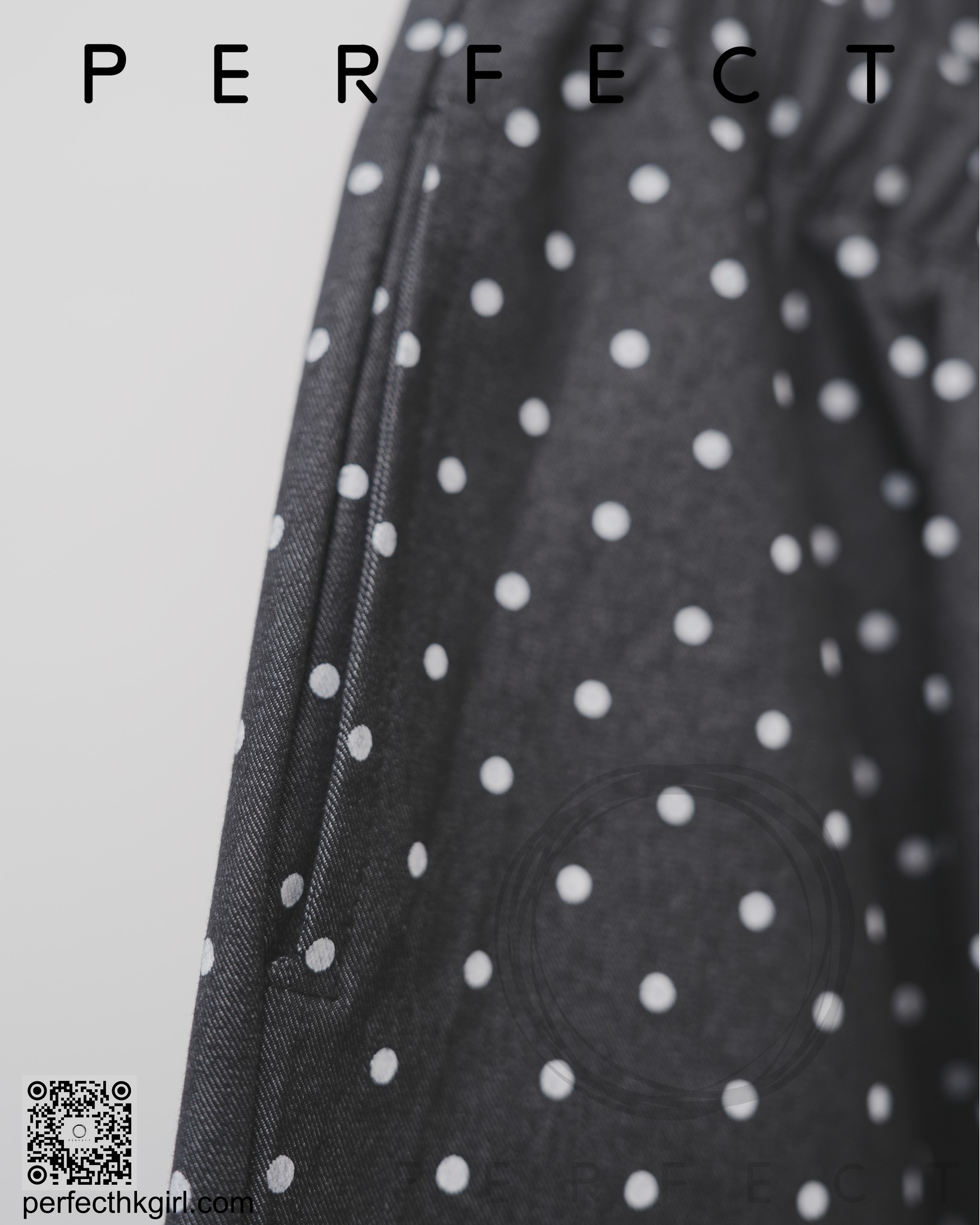 P0013_牛仔橡根頭百搭波點修飾腳形褲（黑白波點）