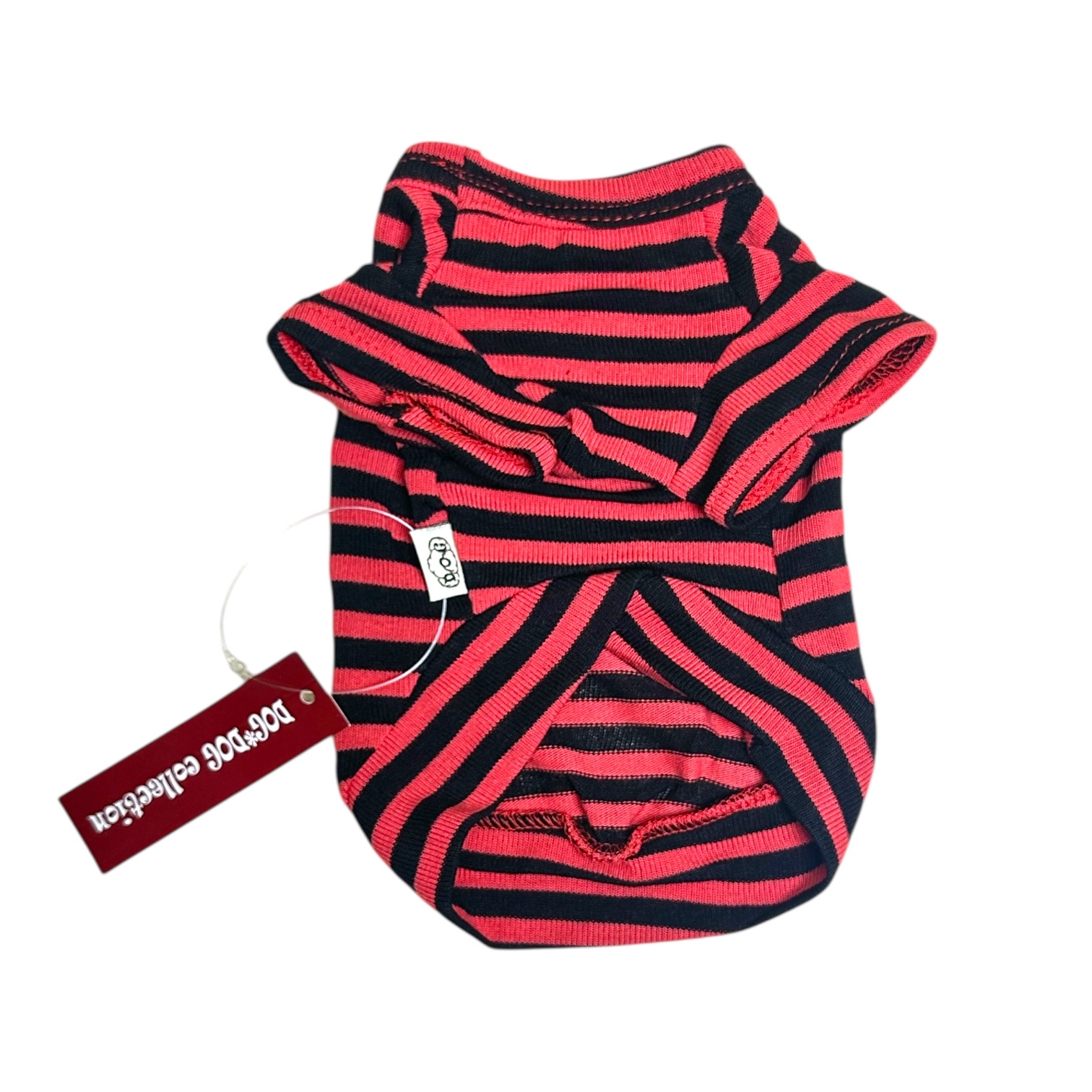 S585R 條子有袖TEE紅色Red