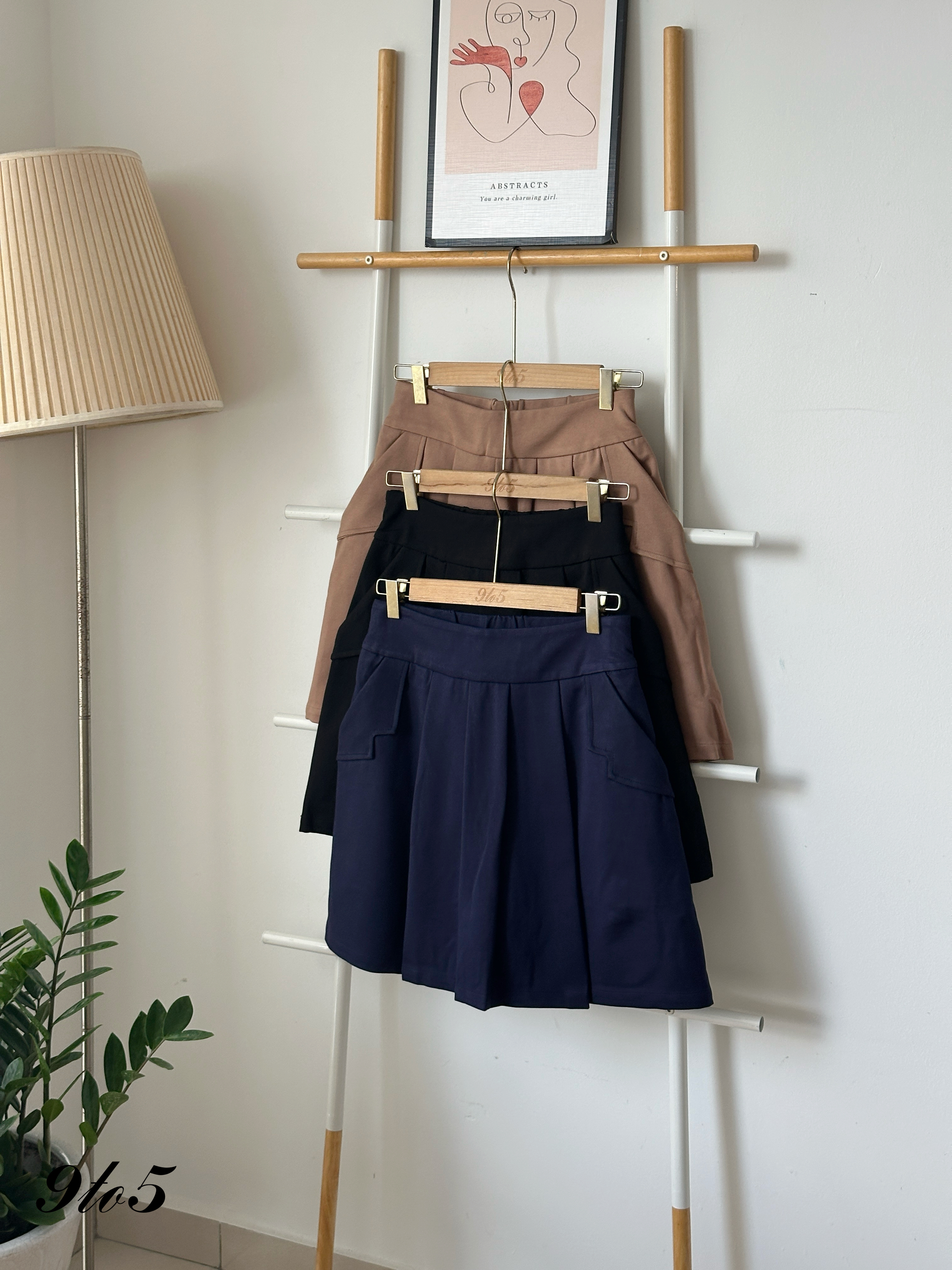 S1863 A Line Pleated Skirt - 3 Colors 