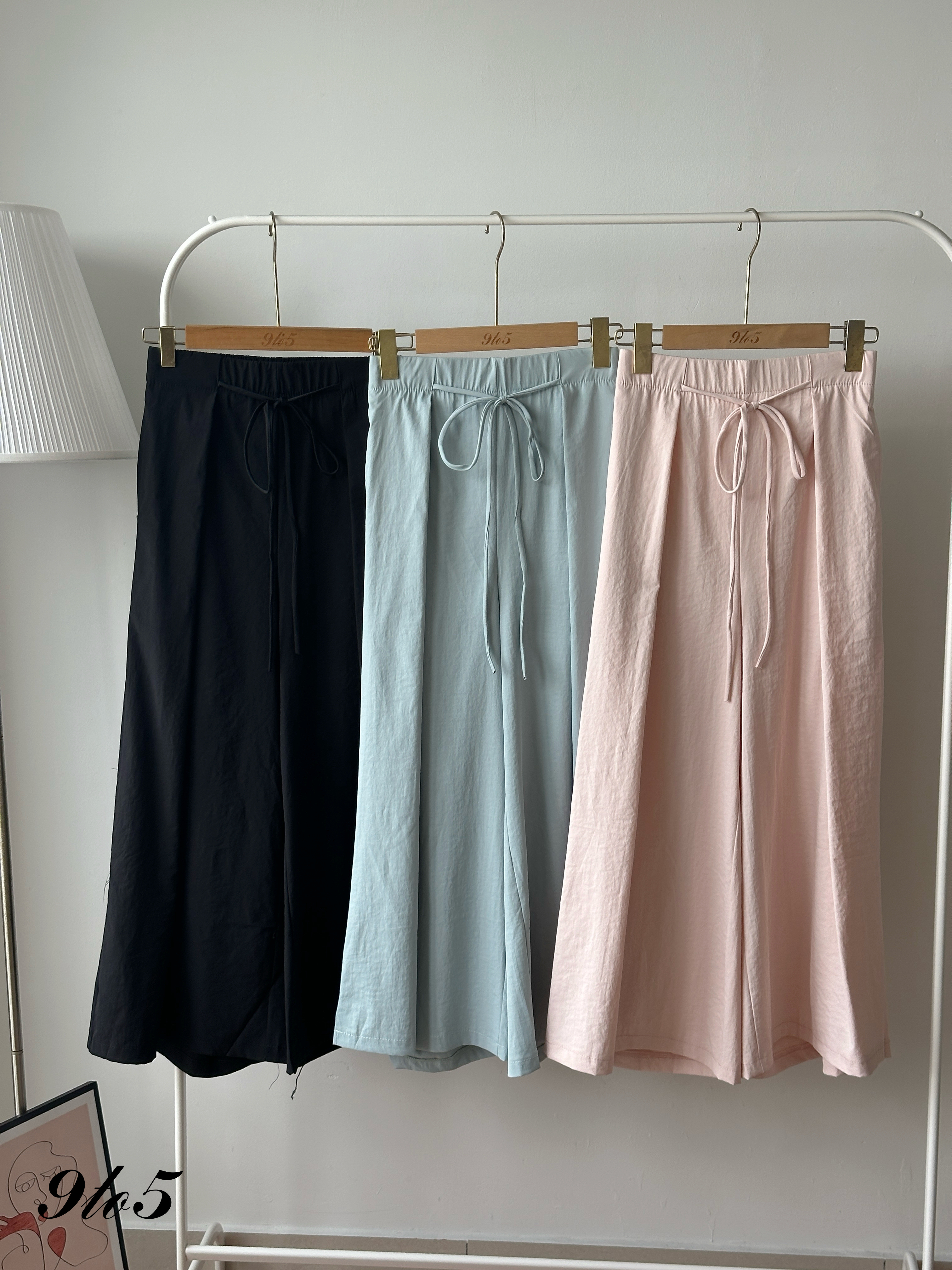 S1954 Self-tie Wide Leg Pants - 5 Colors 