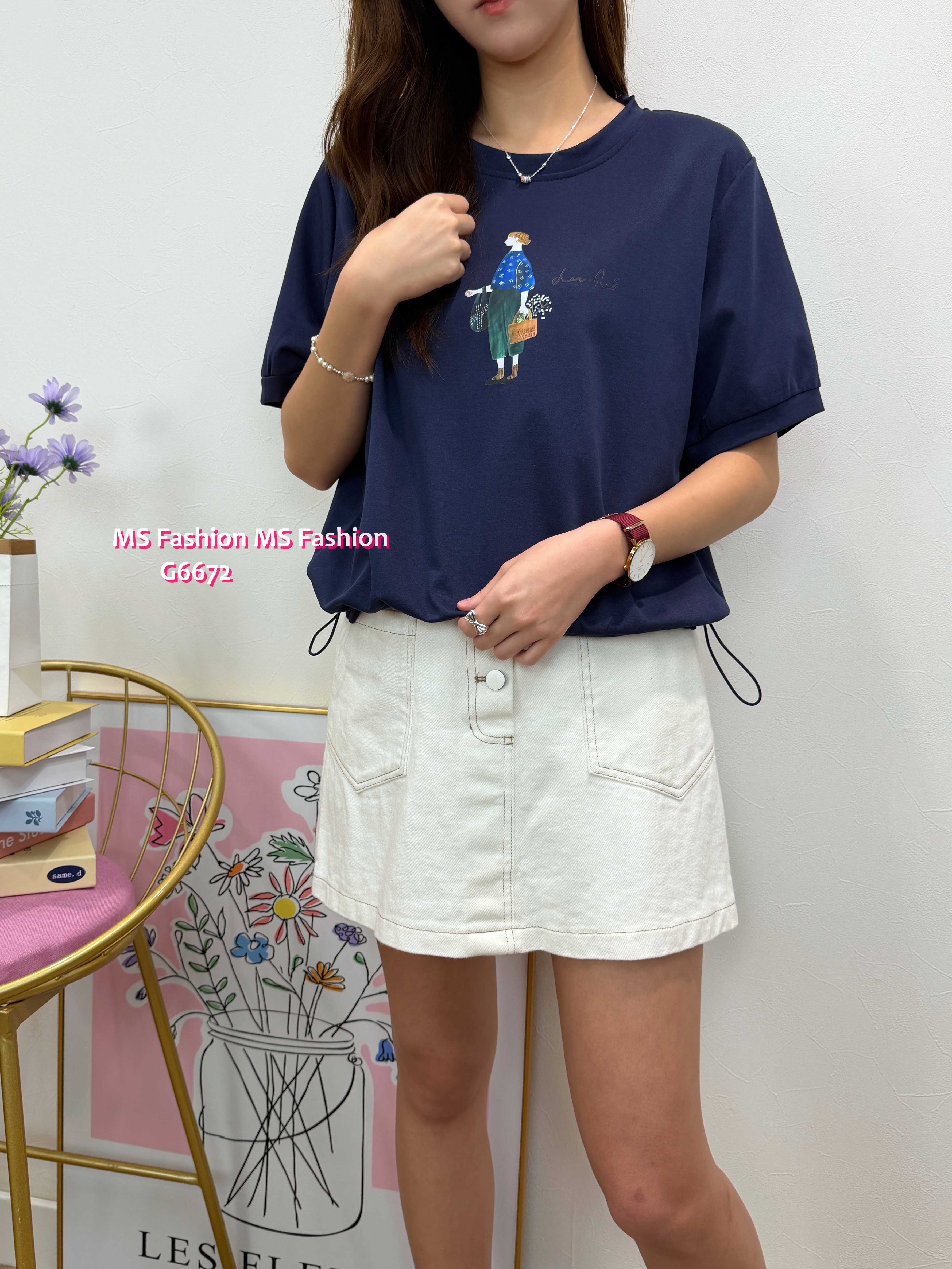 G6672 挺棉料靚print top