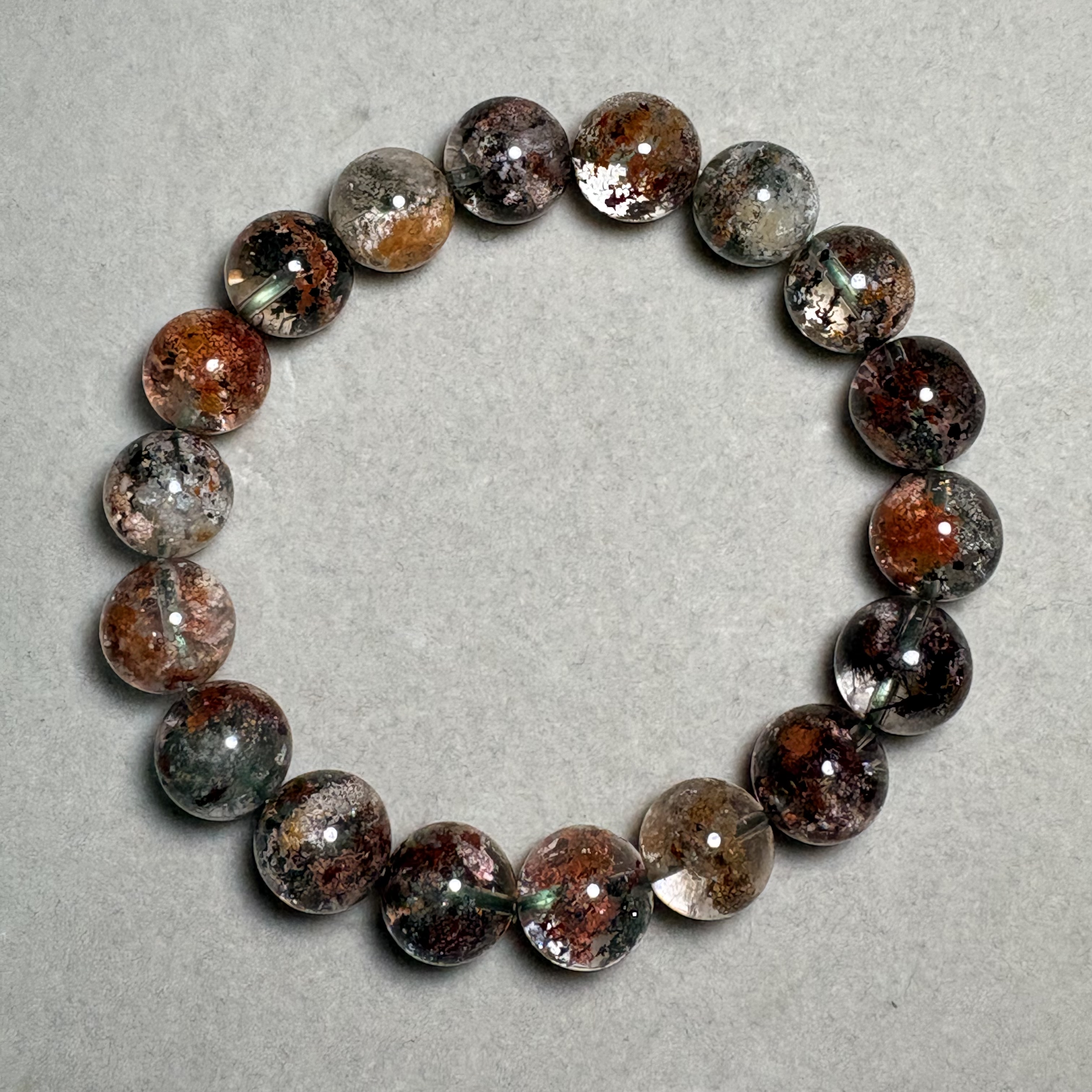 11mm彩幽靈四季平安晶石手串No.2725