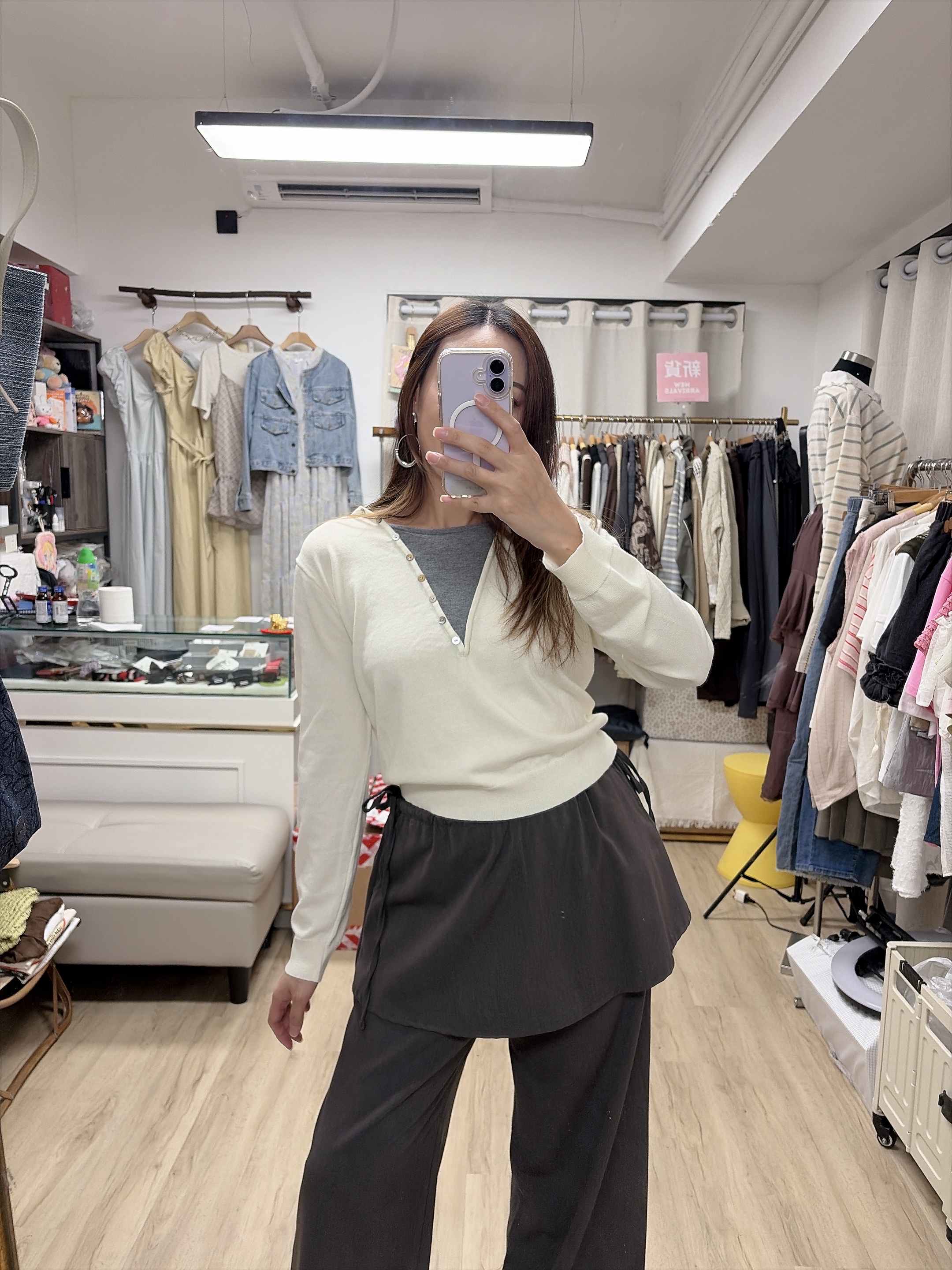 假兩件 滑身薄knit 