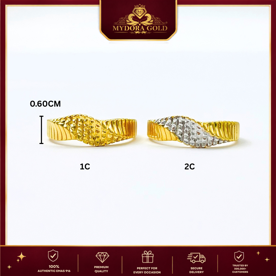 MYDORA Cincin Diamond-Cut Wave (5G) l EMAS 916/22K