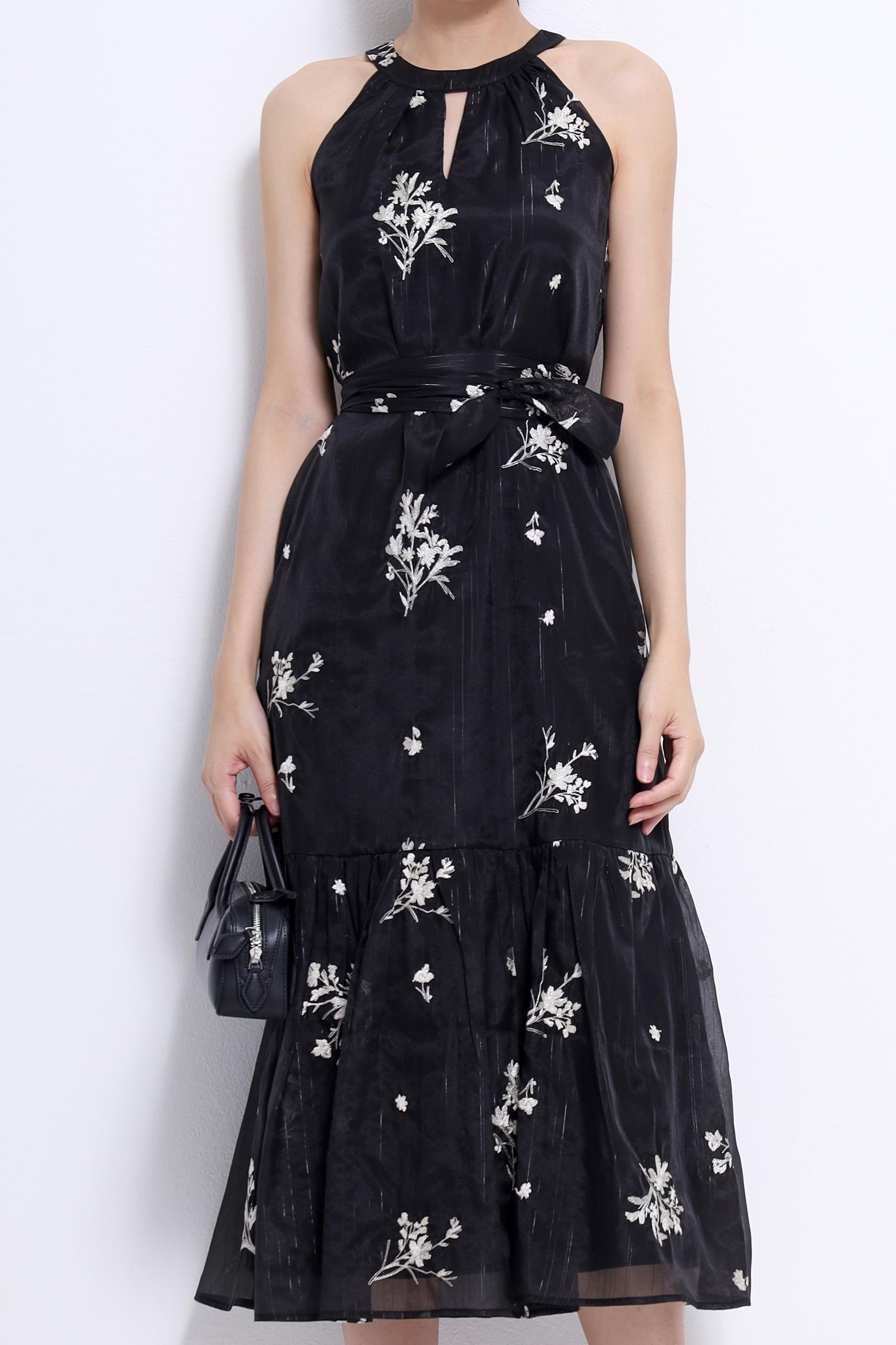 CD2142 FLORAL SHEER CUT IN MAXI DRESS