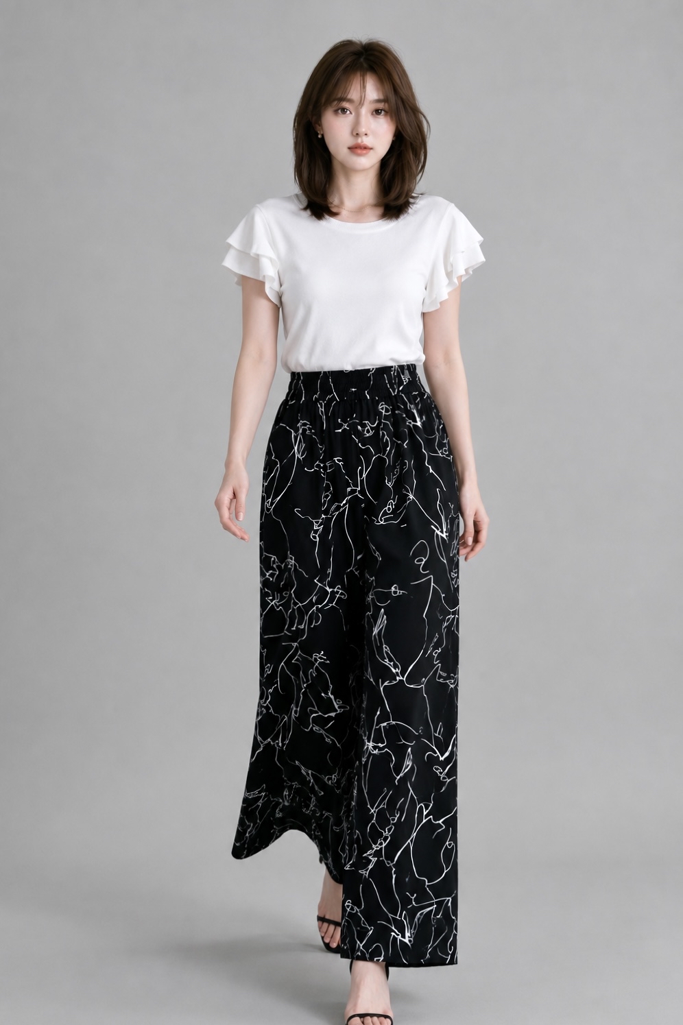 978 Monet Abstract Wide-Leg Pants
