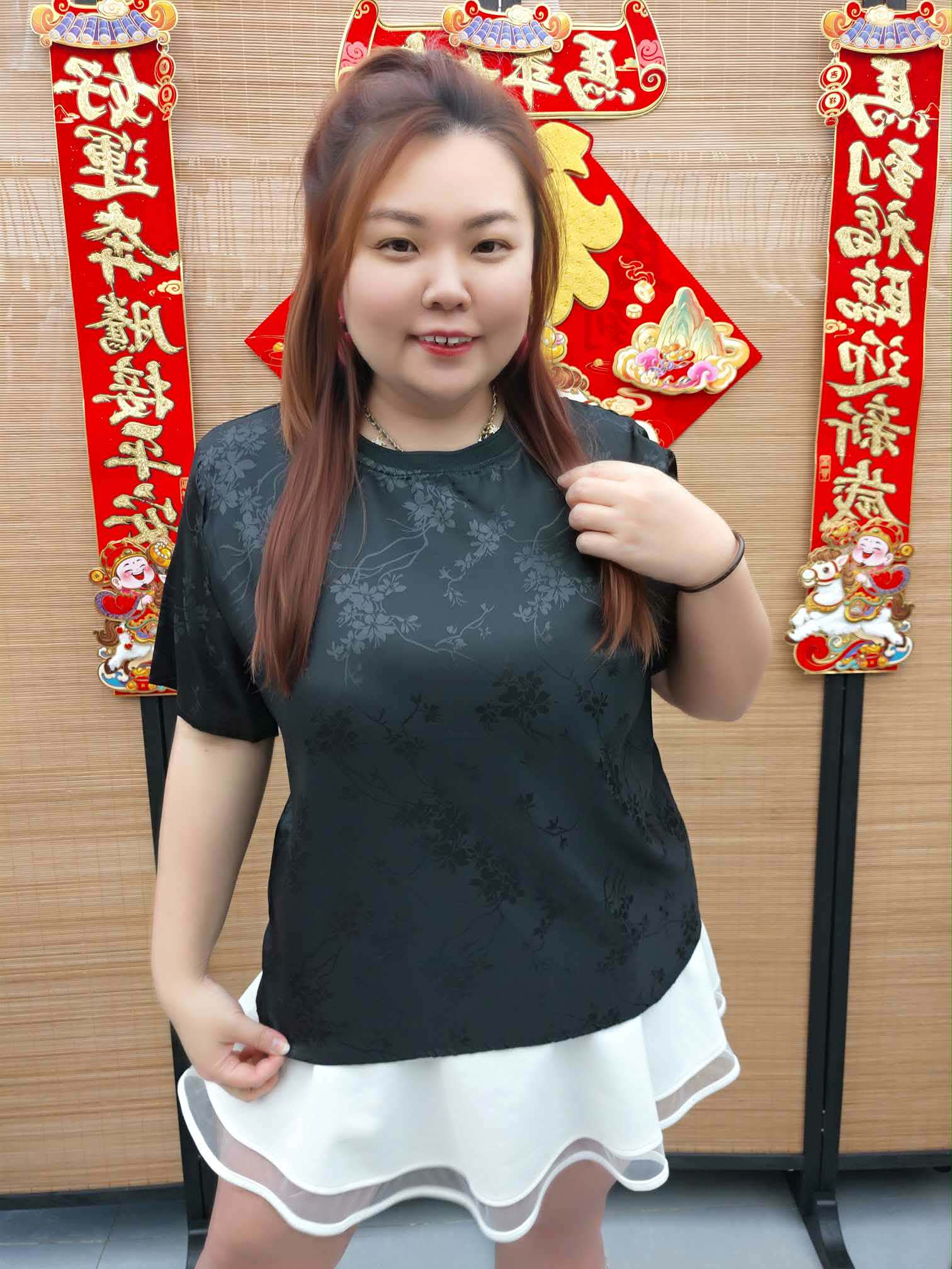 DDI04 缎面印花新中式上衣