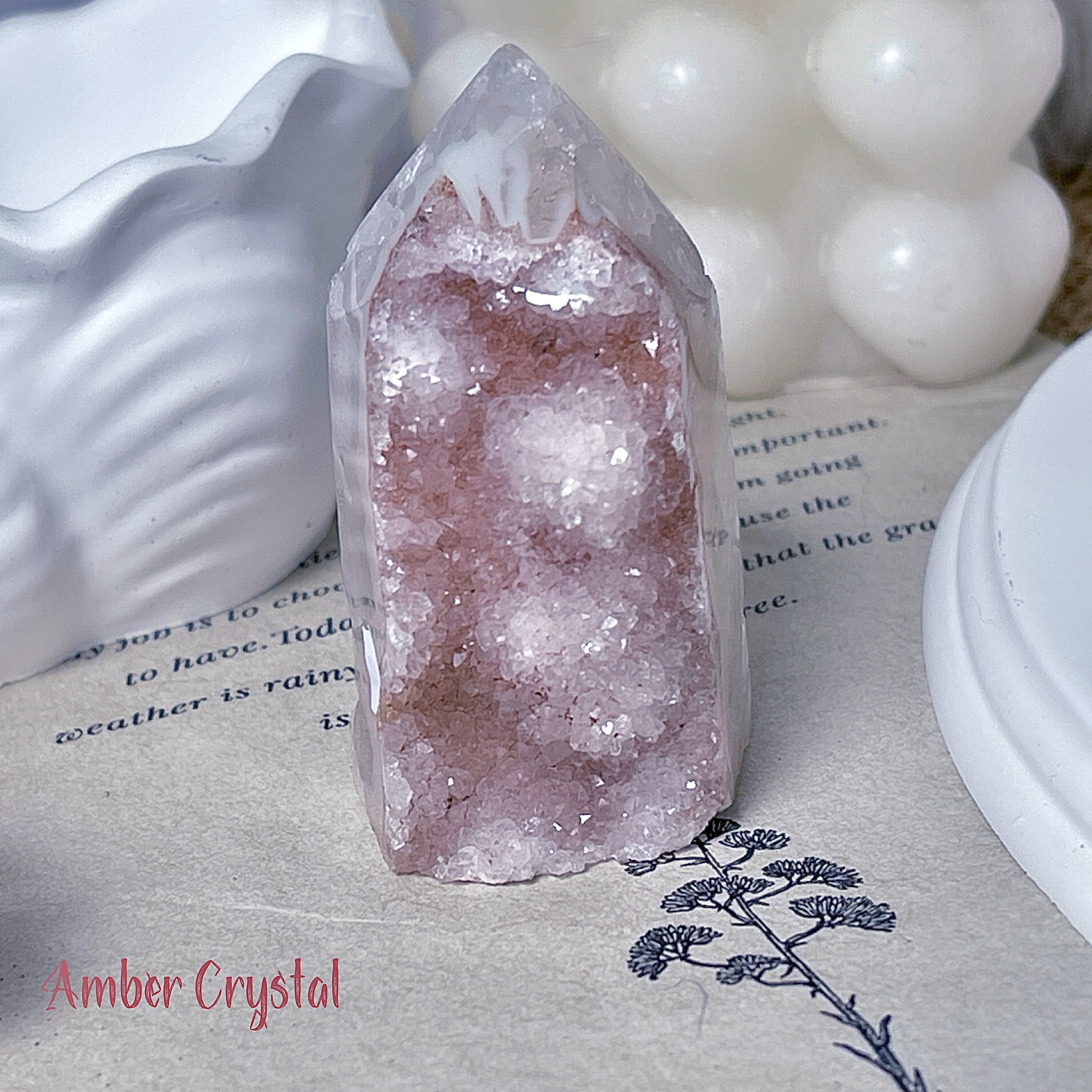 粉色水晶瑪瑙能量柱 𝑨𝒈𝒂𝒕𝒆 𝑮𝒆𝒐𝒅𝒆 Tower