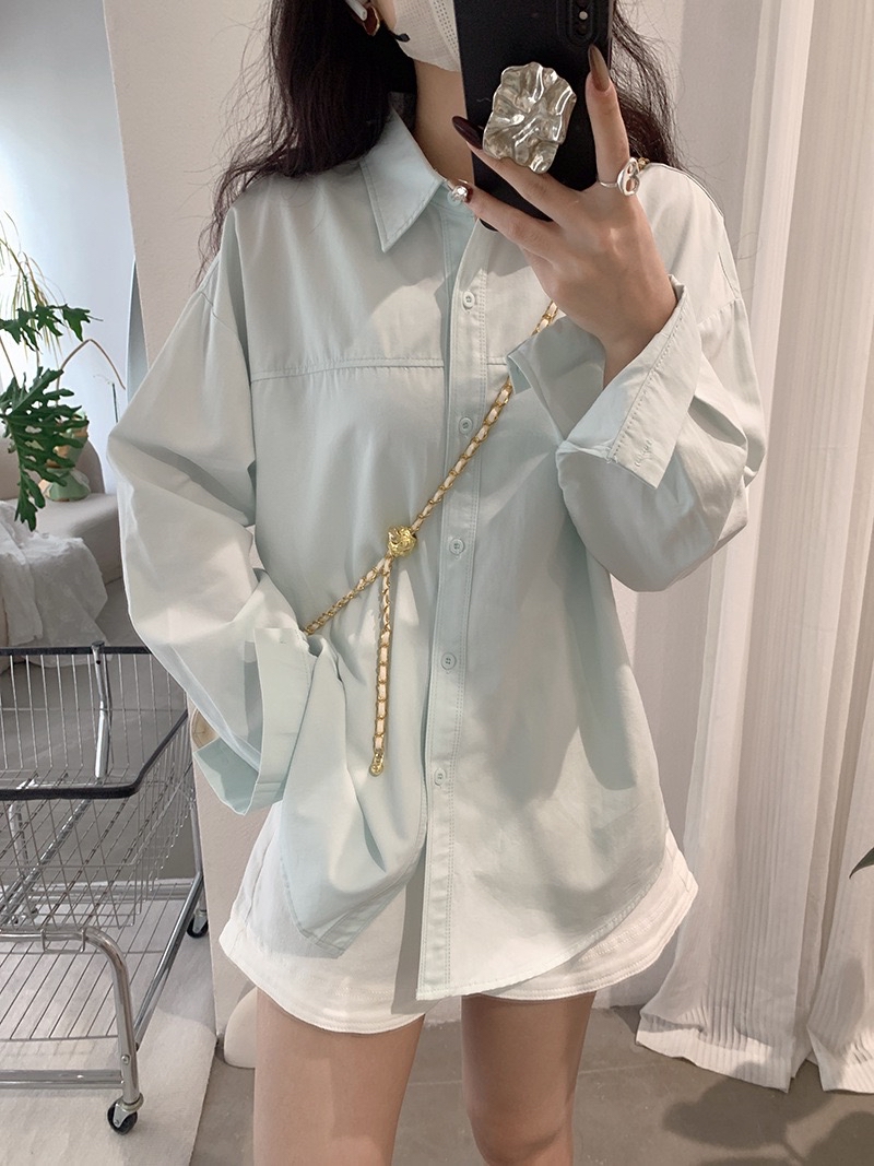 衬衫控必入！ 慵懒感中长款纯色衬衫