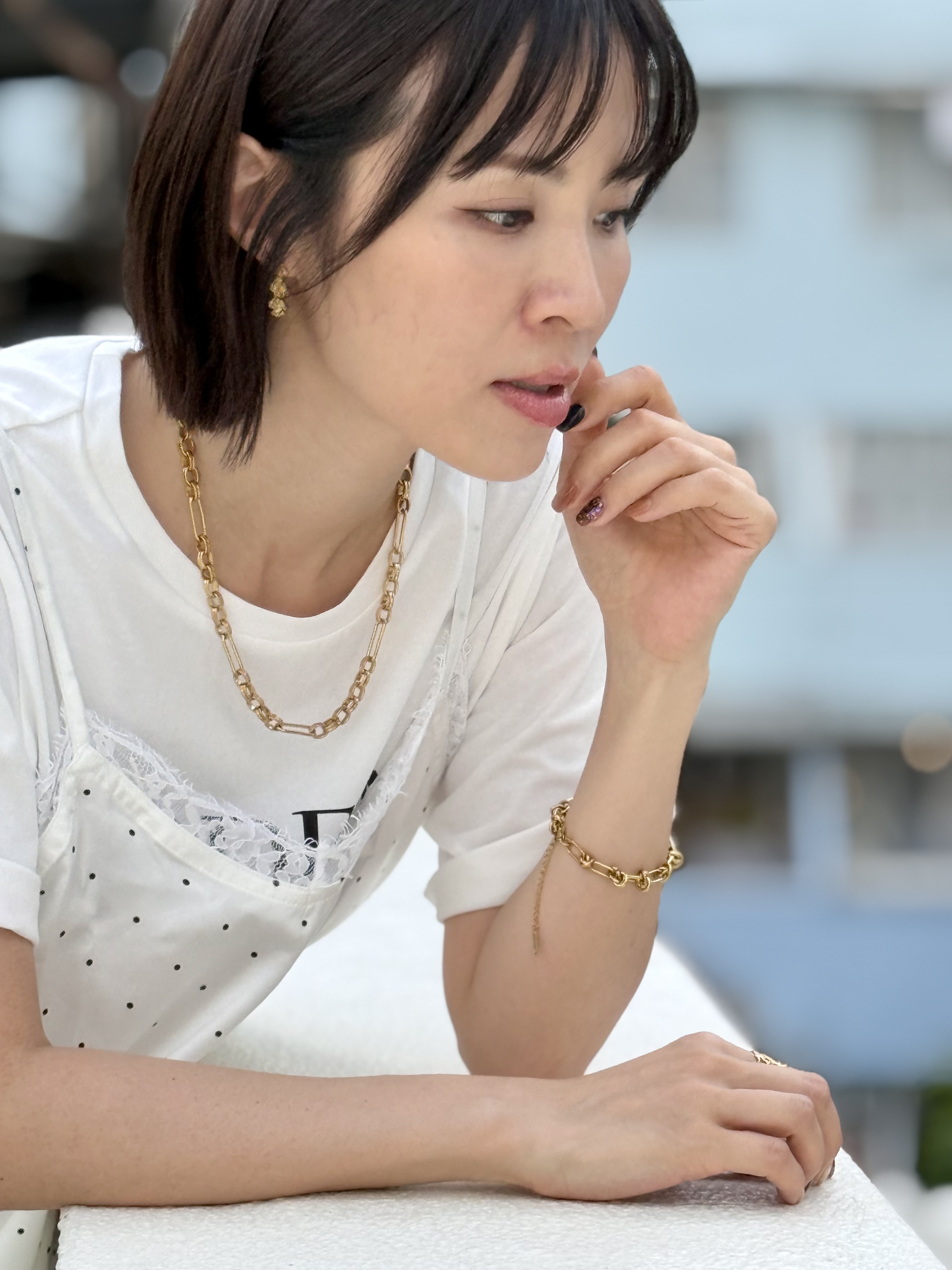 Gold link & loop stainless necklace