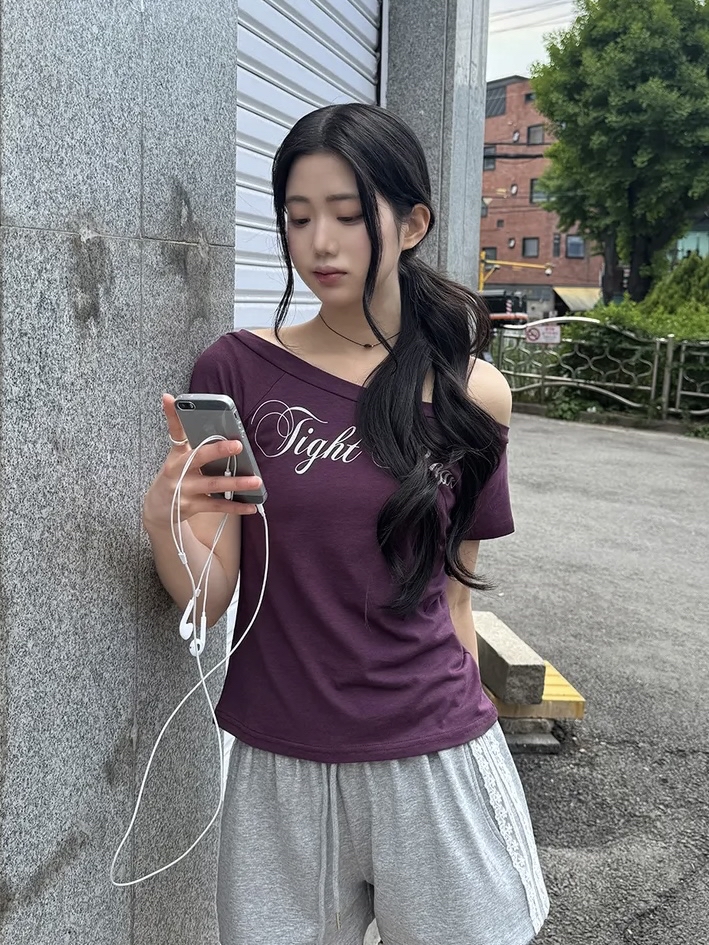 Script Wide Neck Graphic Tee